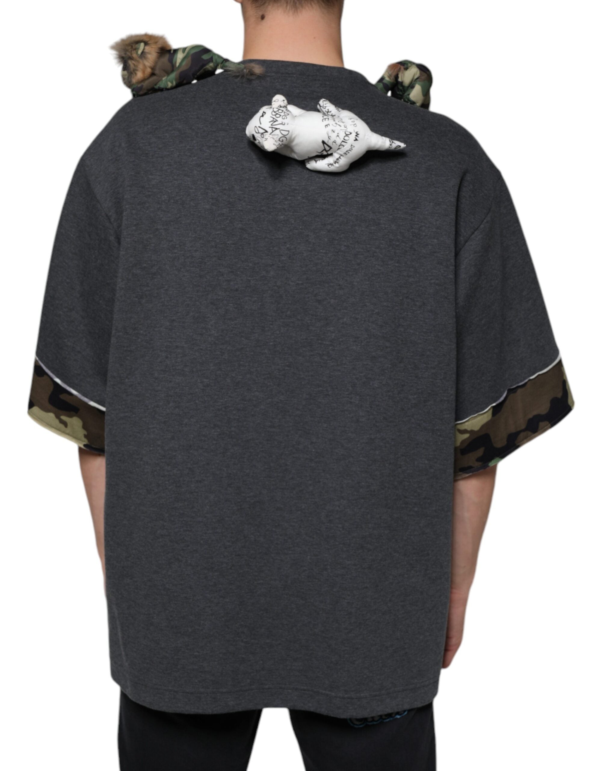 Dolce &amp; Gabbana Graues Camouflage Animal Stuff Baumwoll-T-Shirt