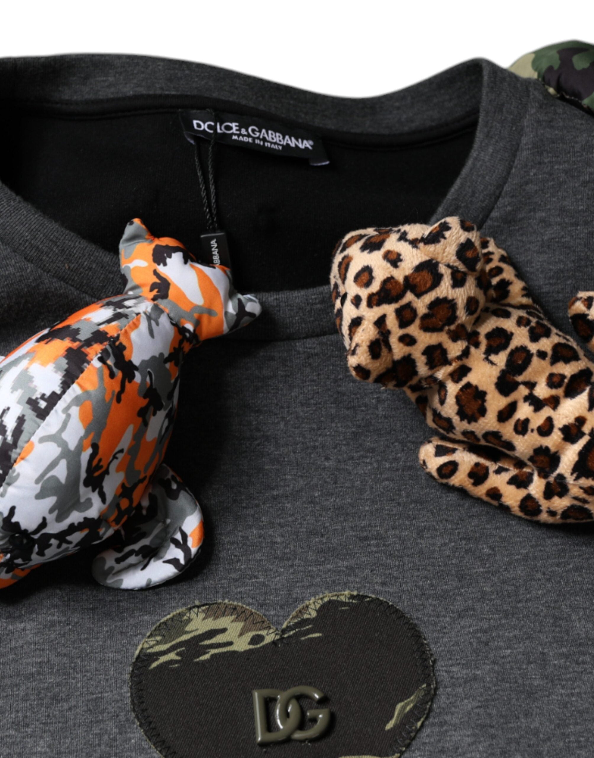 Dolce &amp; Gabbana Graues Camouflage Animal Stuff Baumwoll-T-Shirt