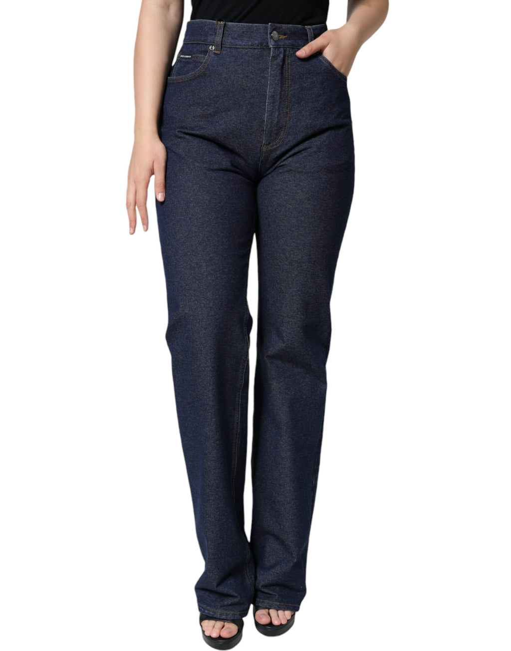 Dolce &amp; Gabbana Dunkelblaue Stretch-Jeans aus Baumwoll-Denim mit geradem Bein