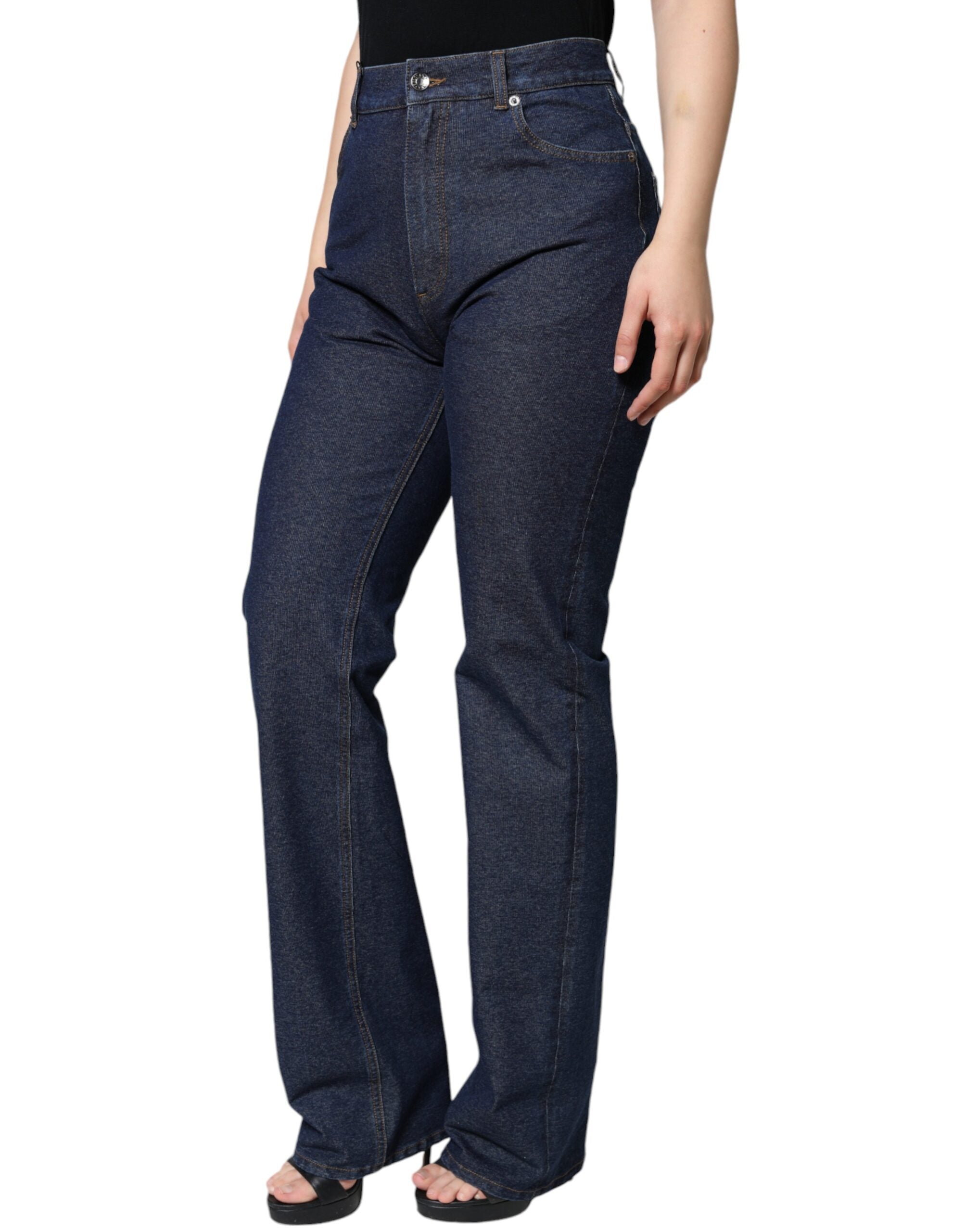 Dolce &amp; Gabbana Dunkelblaue Stretch-Jeans aus Baumwoll-Denim mit geradem Bein