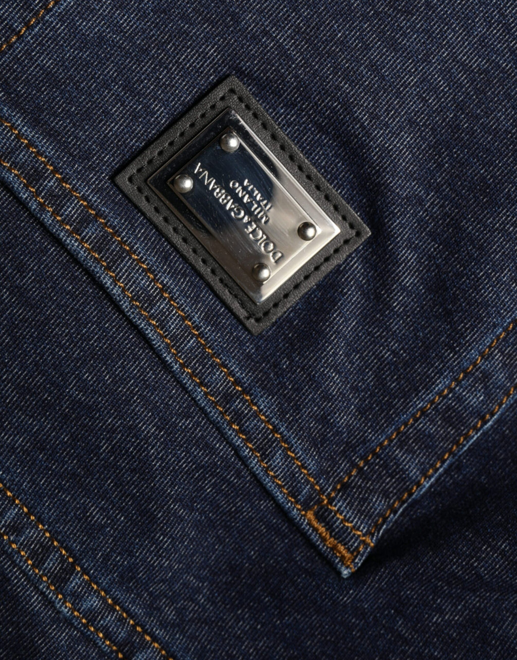 Dolce &amp; Gabbana Dunkelblaue Stretch-Jeans aus Baumwoll-Denim mit geradem Bein