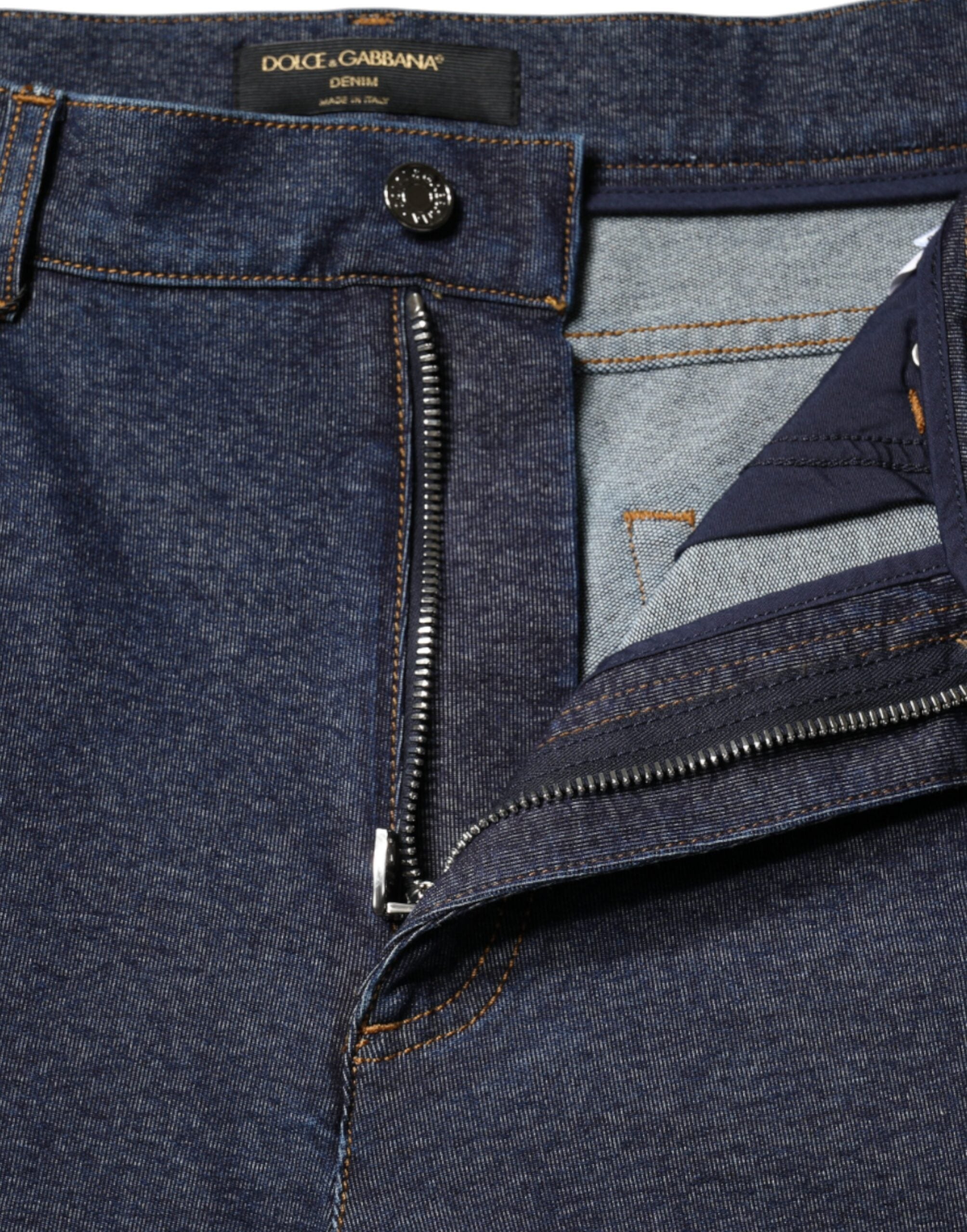 Dolce &amp; Gabbana Dunkelblaue Stretch-Jeans aus Baumwoll-Denim mit geradem Bein