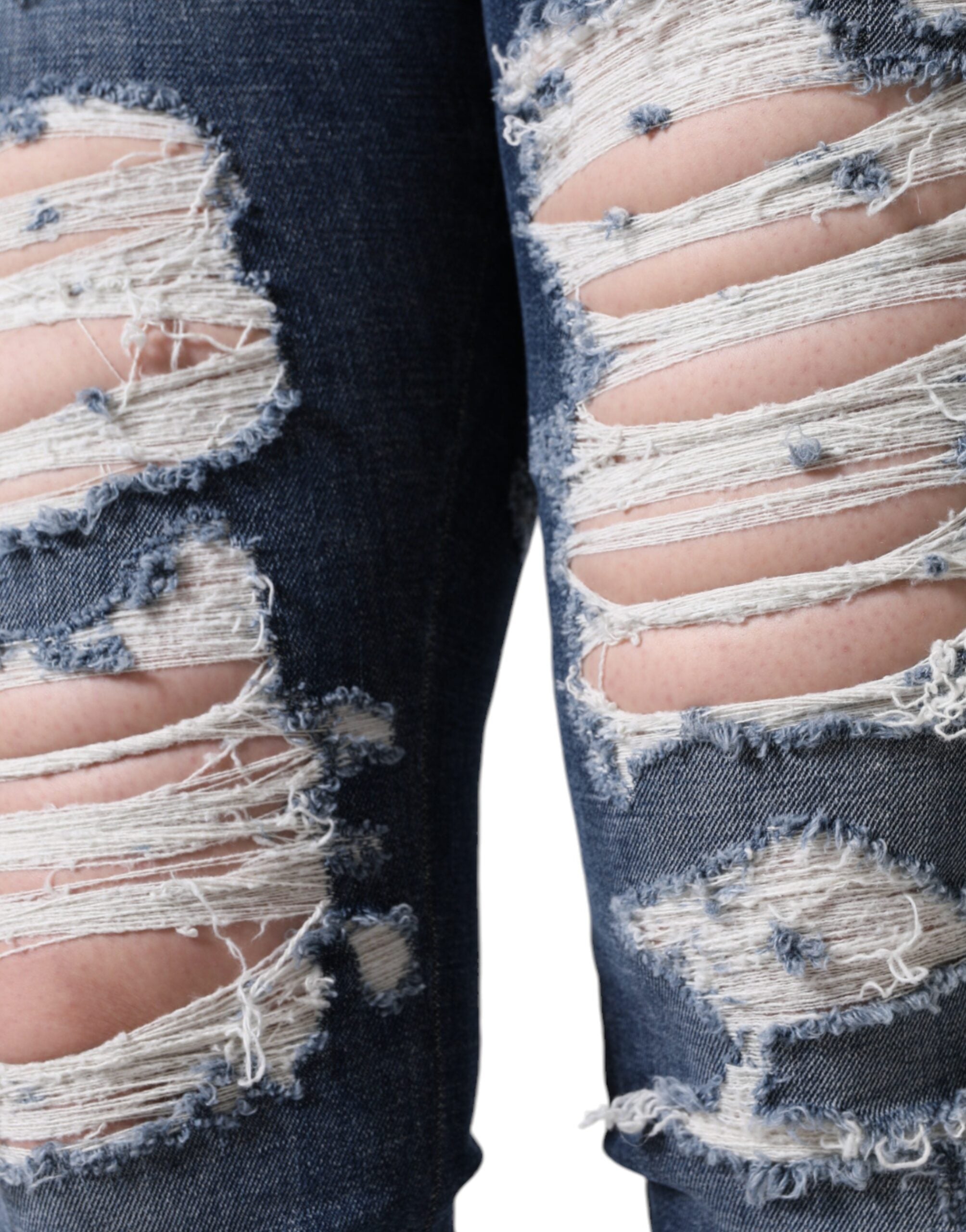 Dolce &amp; Gabbana – Zerfetzte Skinny-Jeans aus blauem Baumwollstretch