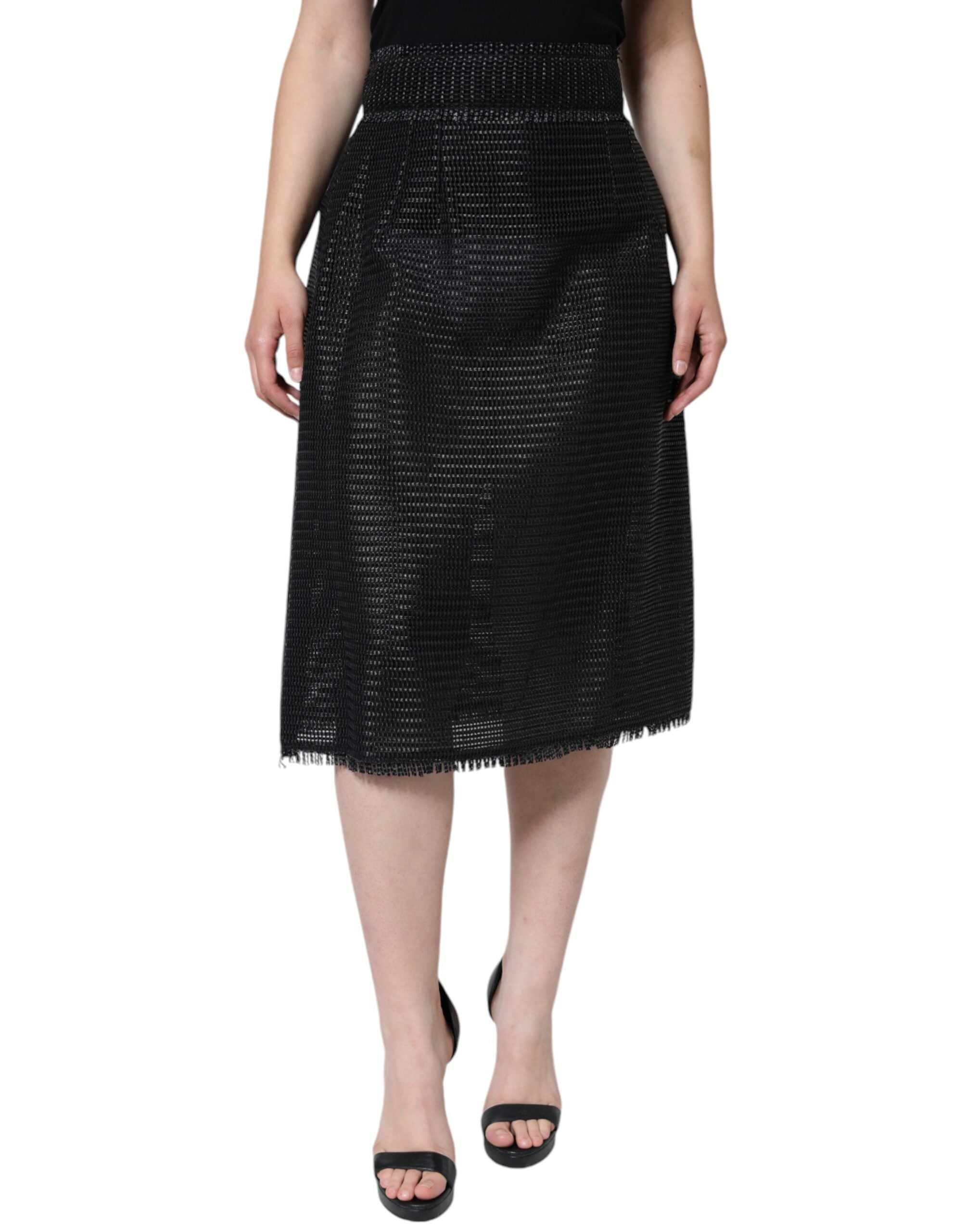Dolce &amp; Gabbana – Bleistiftrock mit hoher Taille aus schwarzer Viskose