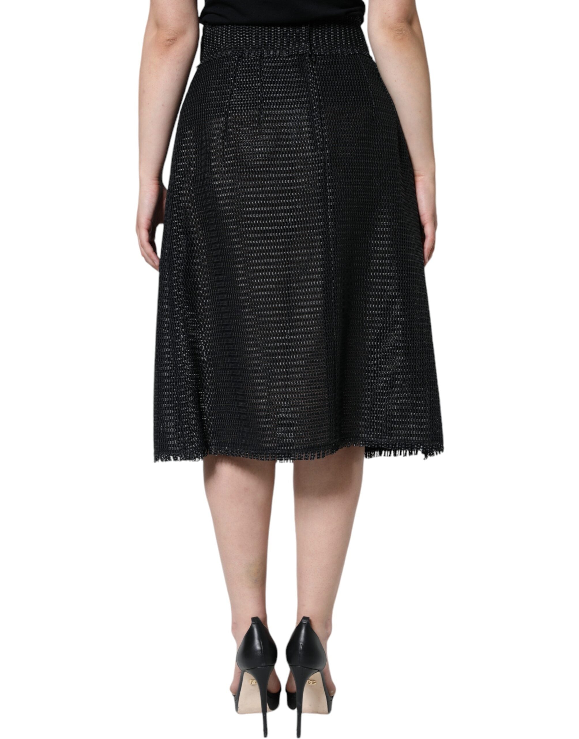 Dolce &amp; Gabbana – Bleistiftrock mit hoher Taille aus schwarzer Viskose