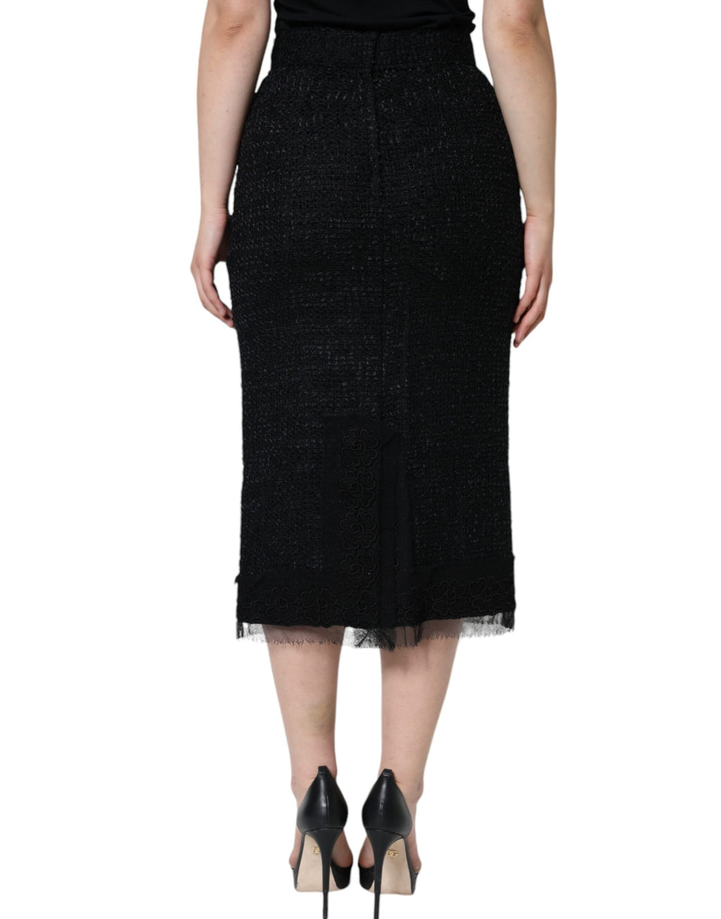 Dolce &amp; Gabbana – Schwarzer Midirock aus Schurwolle im Bleistiftschnitt