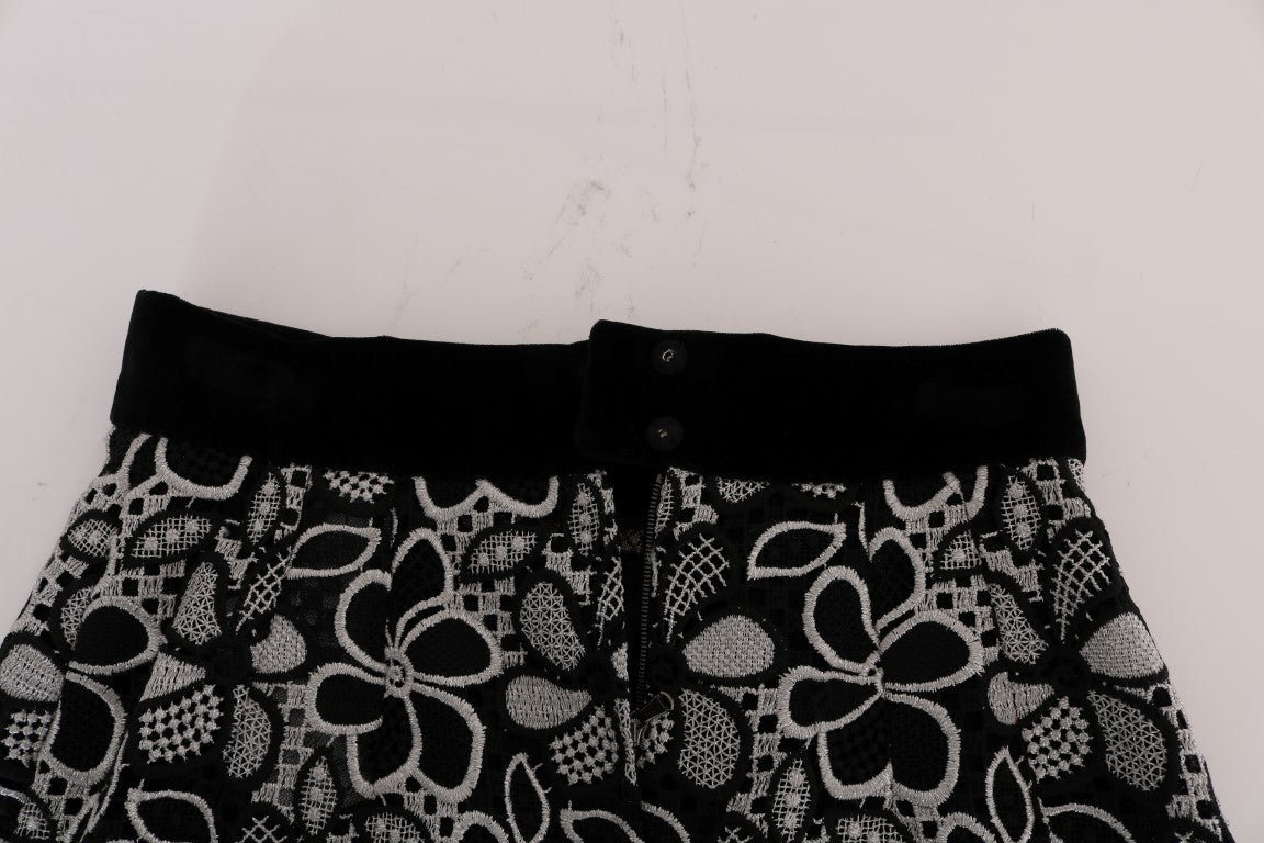 Dolce &amp; Gabbana Eleganter Spitzen-Minirock mit Kristalldetails