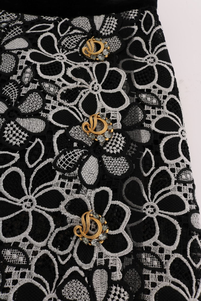 Dolce &amp; Gabbana Eleganter Spitzen-Minirock mit Kristalldetails