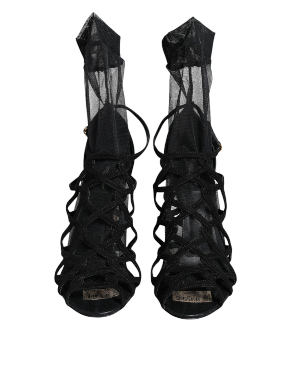 Dolce &amp; Gabbana Schwarze Tüll Stretch Heels Sandalen Schuhe