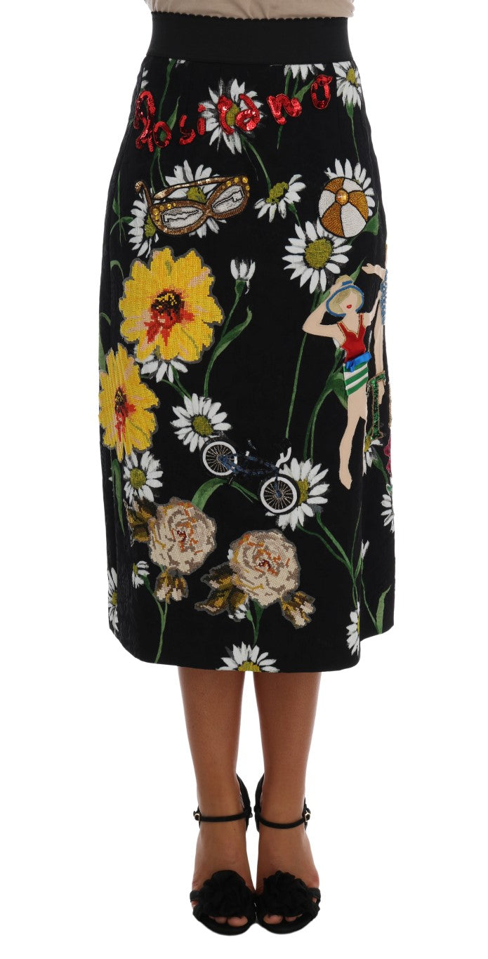 Dolce &amp; Gabbana Verzierter A-Linien-Rock bis zur Mitte der Wade