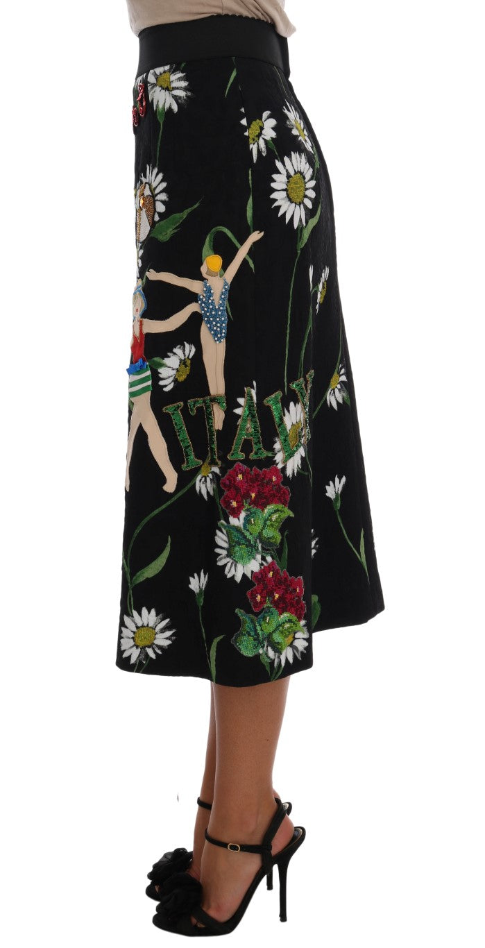 Dolce &amp; Gabbana Verzierter A-Linien-Rock bis zur Mitte der Wade