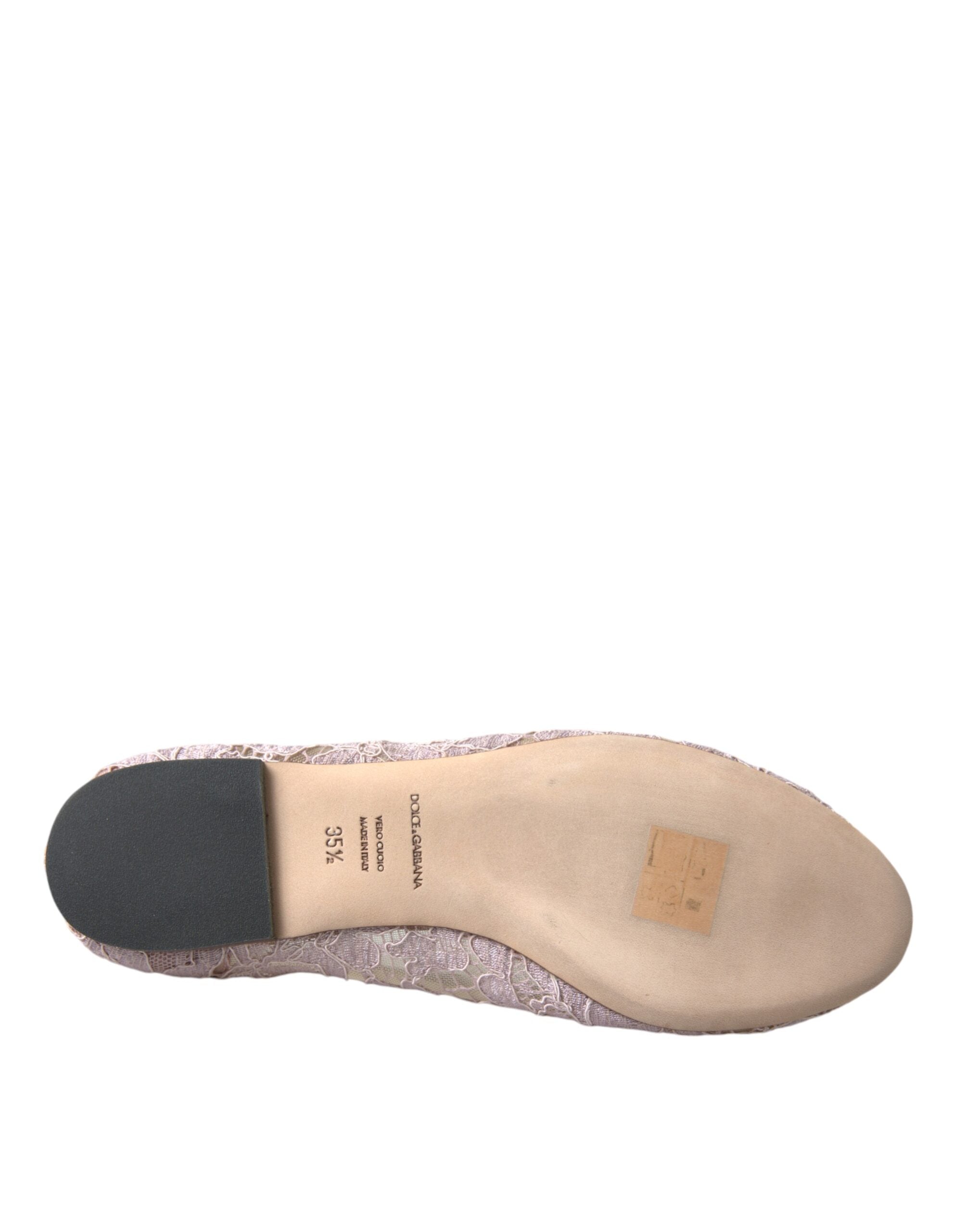 Dolce &amp; Gabbana Rosa Spitze Kristall Ballerinas Loafer Schuhe