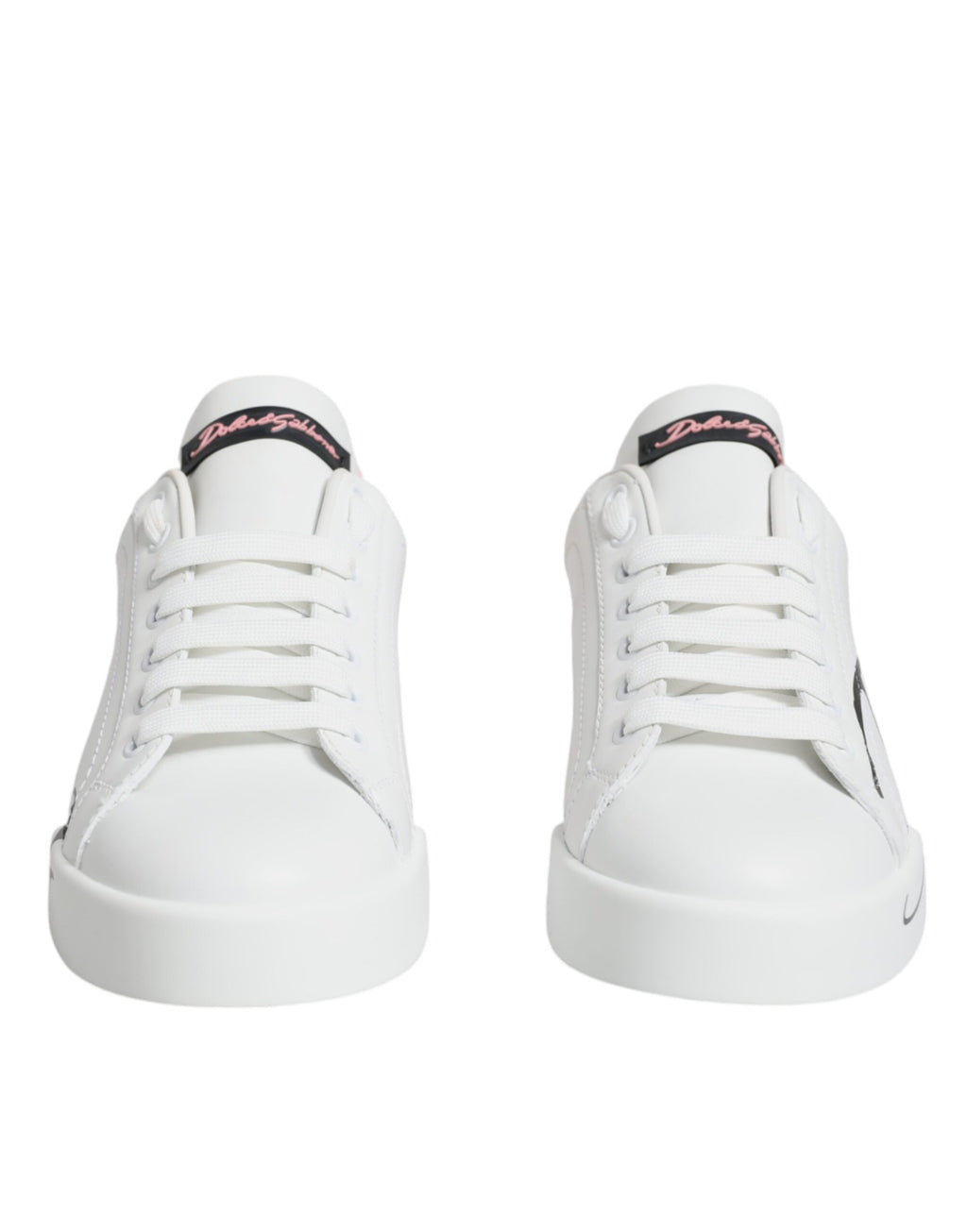 Dolce &amp; Gabbana Weiß Rosa Portofino Low Top Sneakers Schuhe