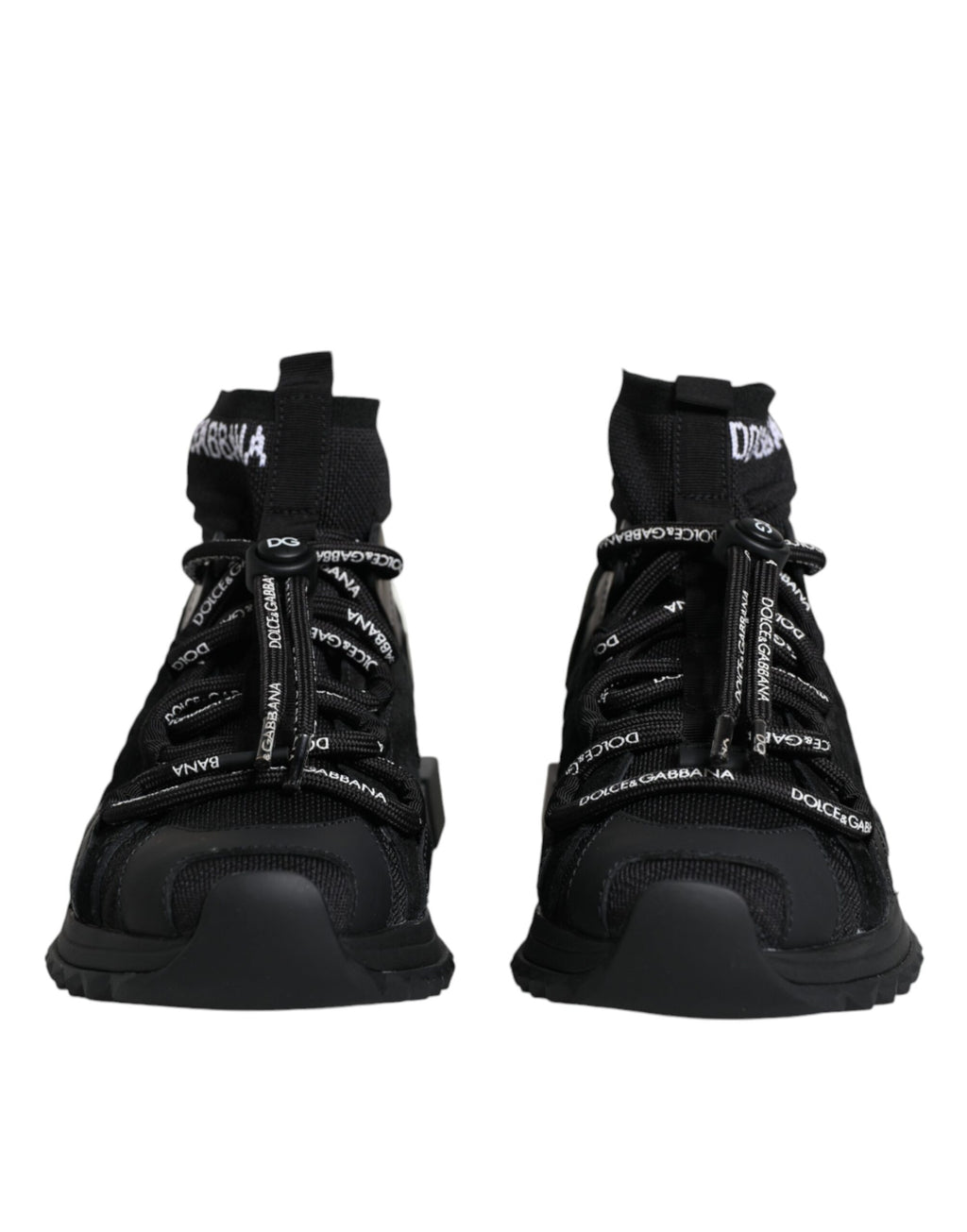 Dolce &amp; Gabbana Schwarze Sorrento Socken Logo Sneakers Schuhe