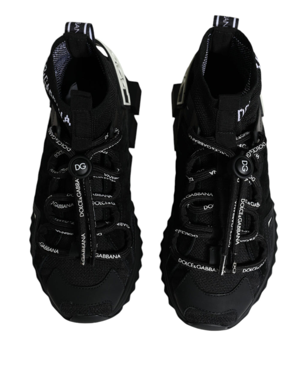 Dolce &amp; Gabbana Schwarze Sorrento Socken Logo Sneakers Schuhe