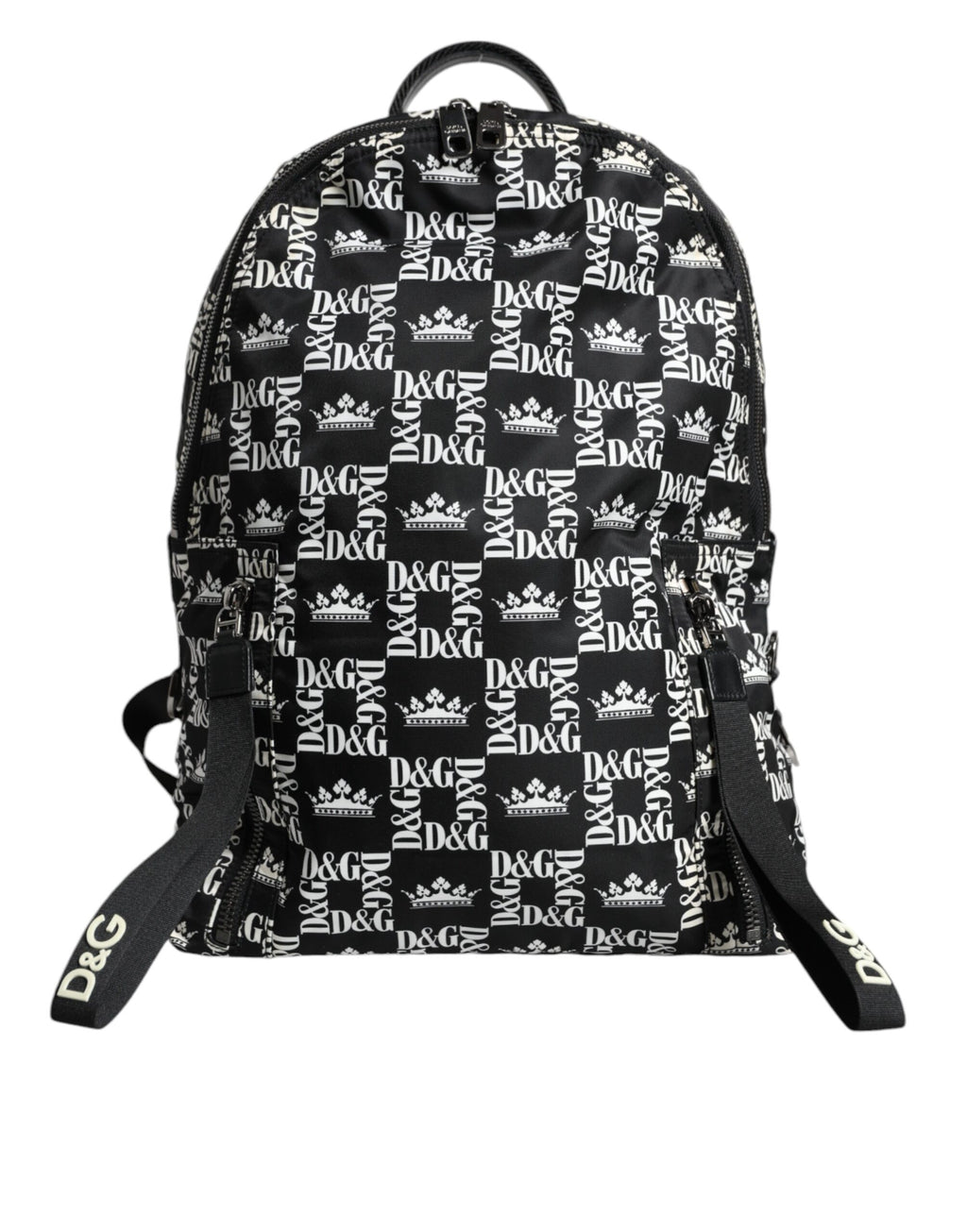 Dolce &amp; Gabbana – Rucksack aus Nylon mit DG-Kronenlogo in Schwarz und Weiß