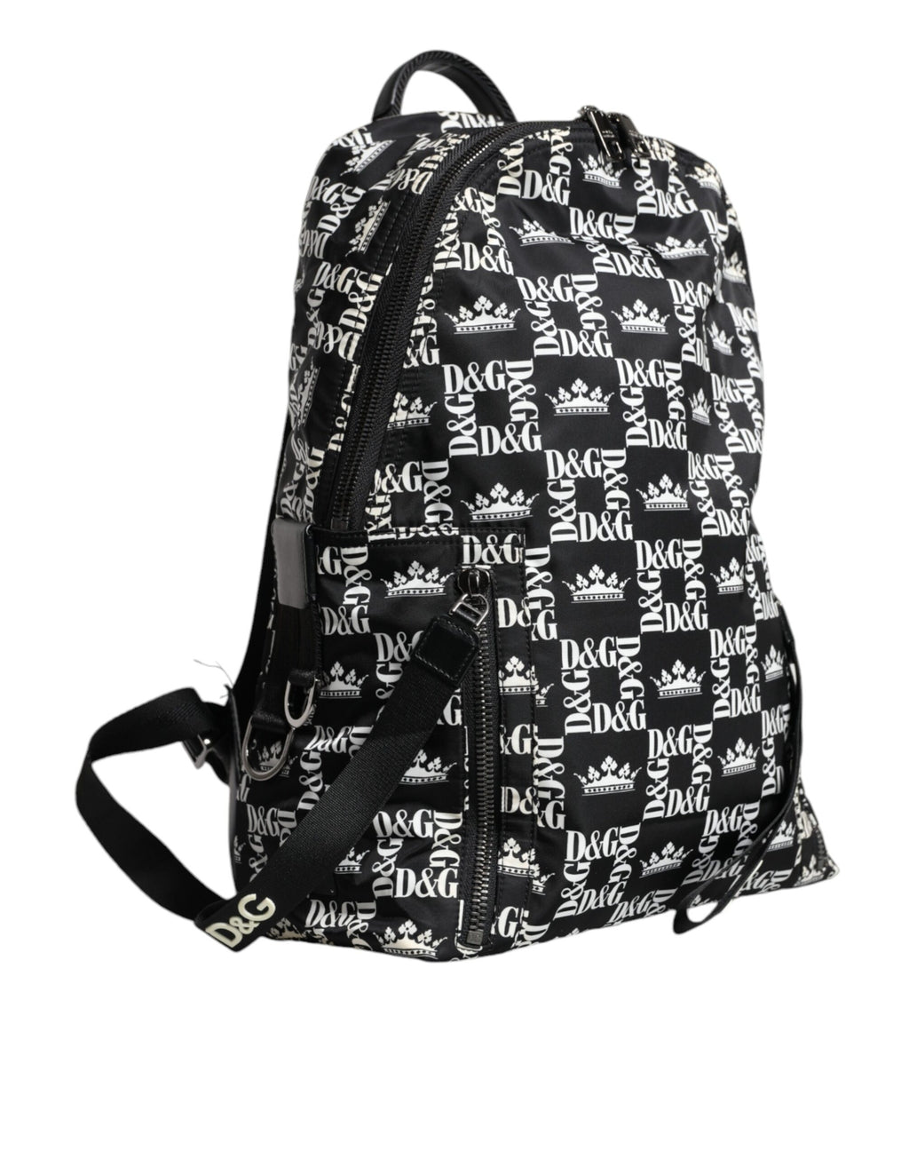 Dolce &amp; Gabbana – Rucksack aus Nylon mit DG-Kronenlogo in Schwarz und Weiß