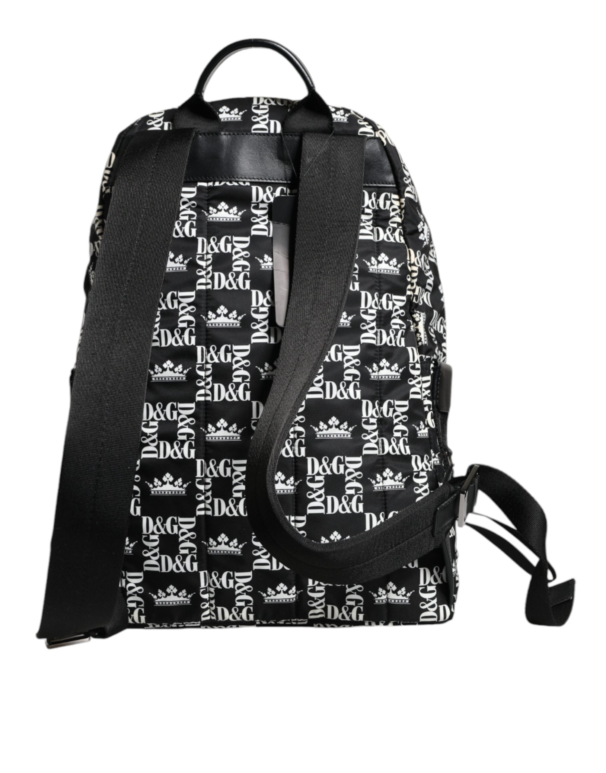 Dolce &amp; Gabbana – Rucksack aus Nylon mit DG-Kronenlogo in Schwarz und Weiß