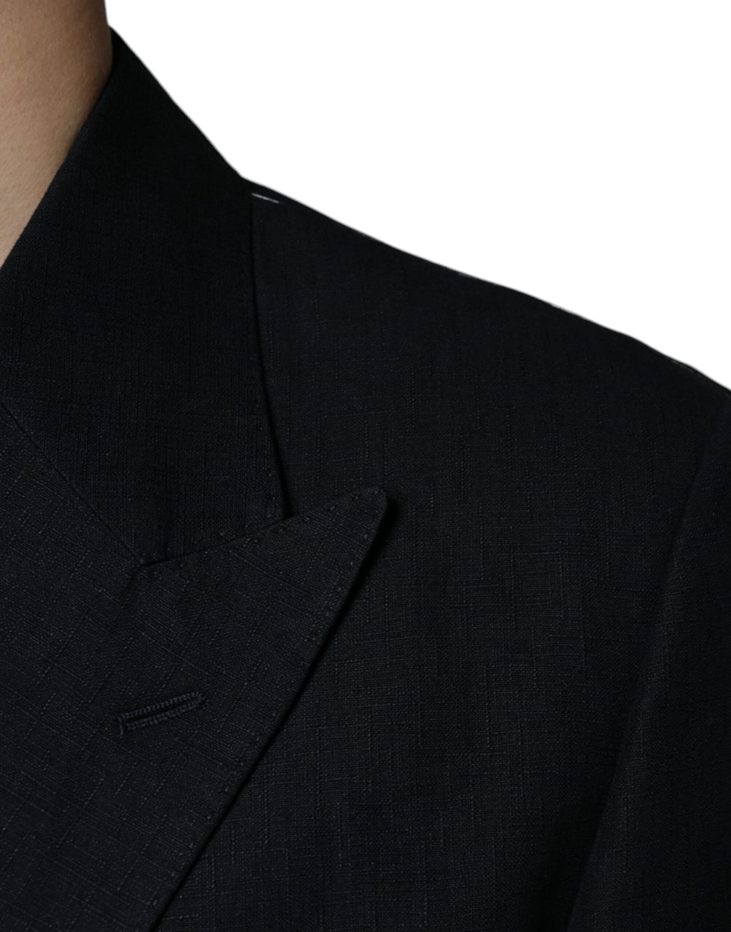 Dolce &amp; Gabbana – Zweireihiger Blazer aus schwarzem Leinen