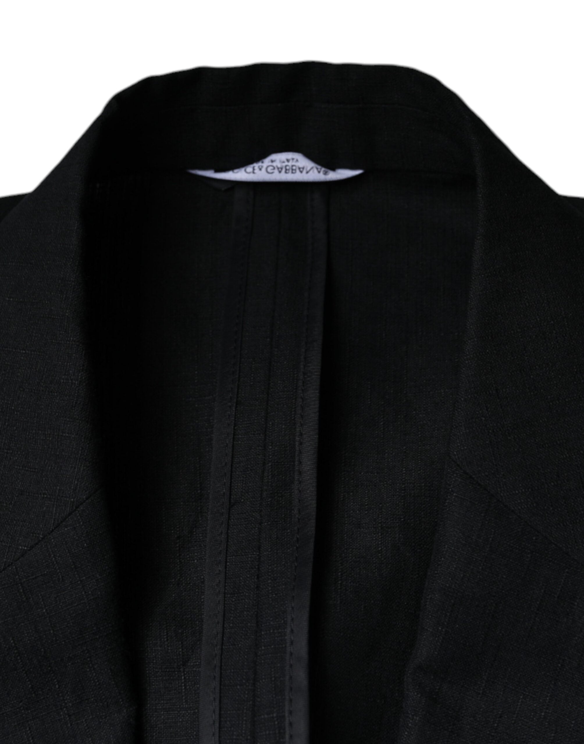 Dolce &amp; Gabbana – Zweireihiger Blazer aus schwarzem Leinen