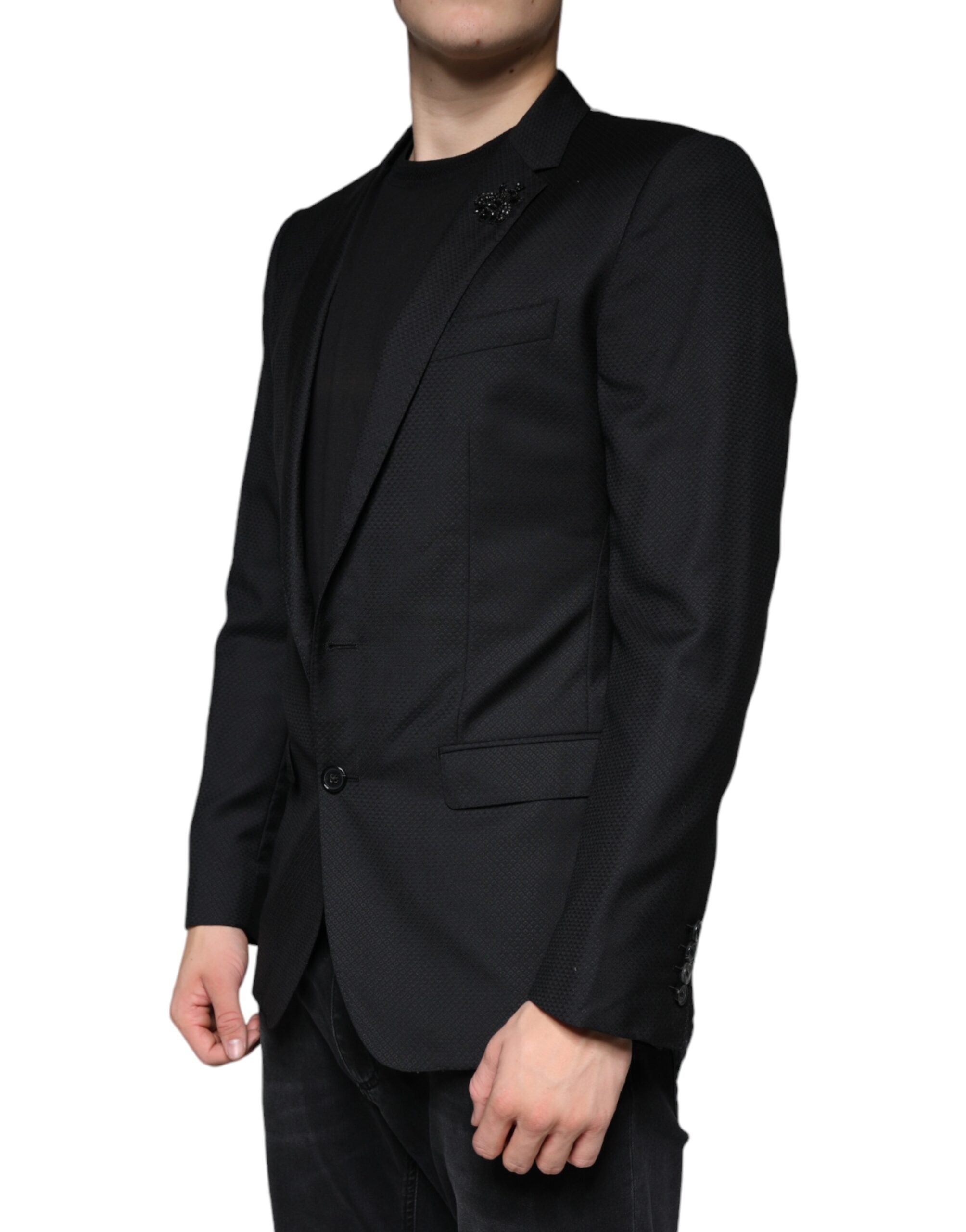 Dolce &amp; Gabbana Schwarzer MARTINI-Blazer mit einreihiger Biene