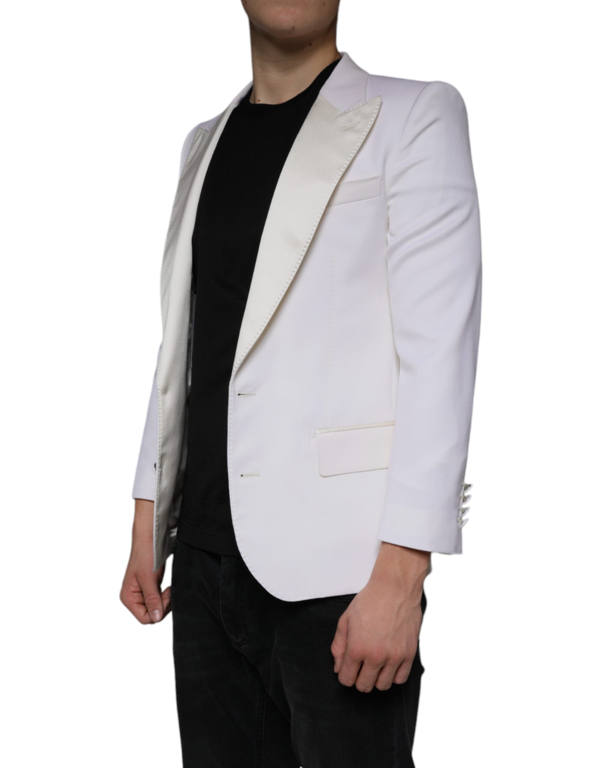 Dolce &amp; Gabbana – Einreihiger Blazer aus cremeweißer Wolle