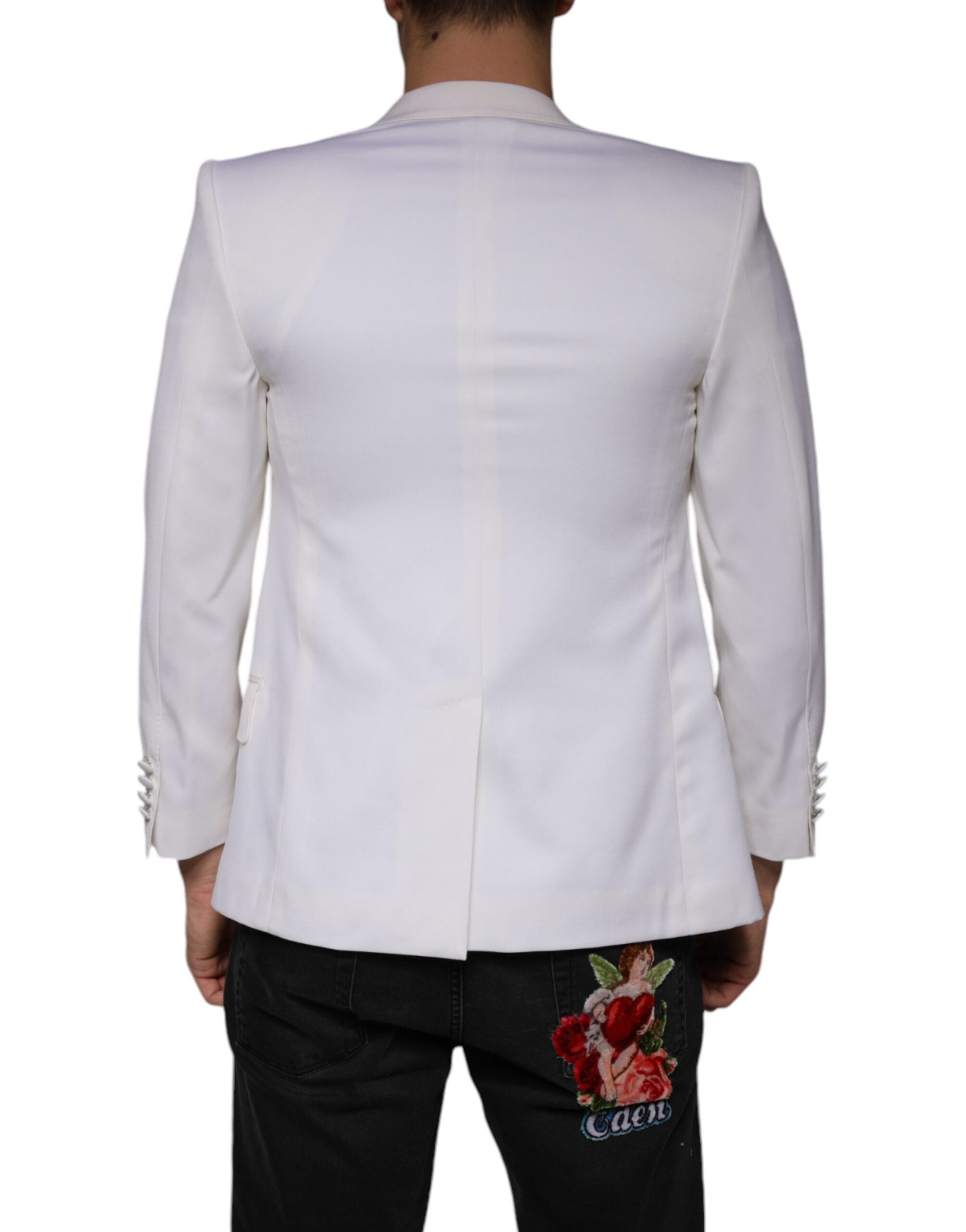 Dolce &amp; Gabbana – Einreihiger Blazer aus cremeweißer Wolle
