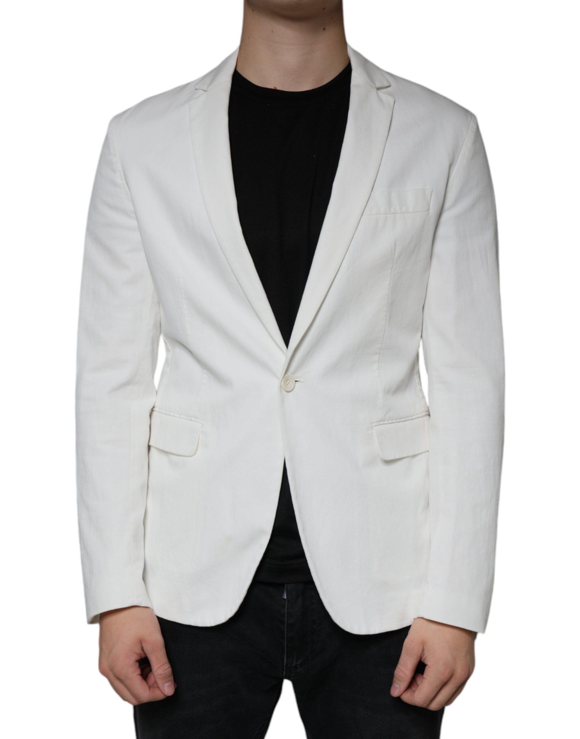 Dondup – Weißer, einreihiger Blazer mit einem Knopf