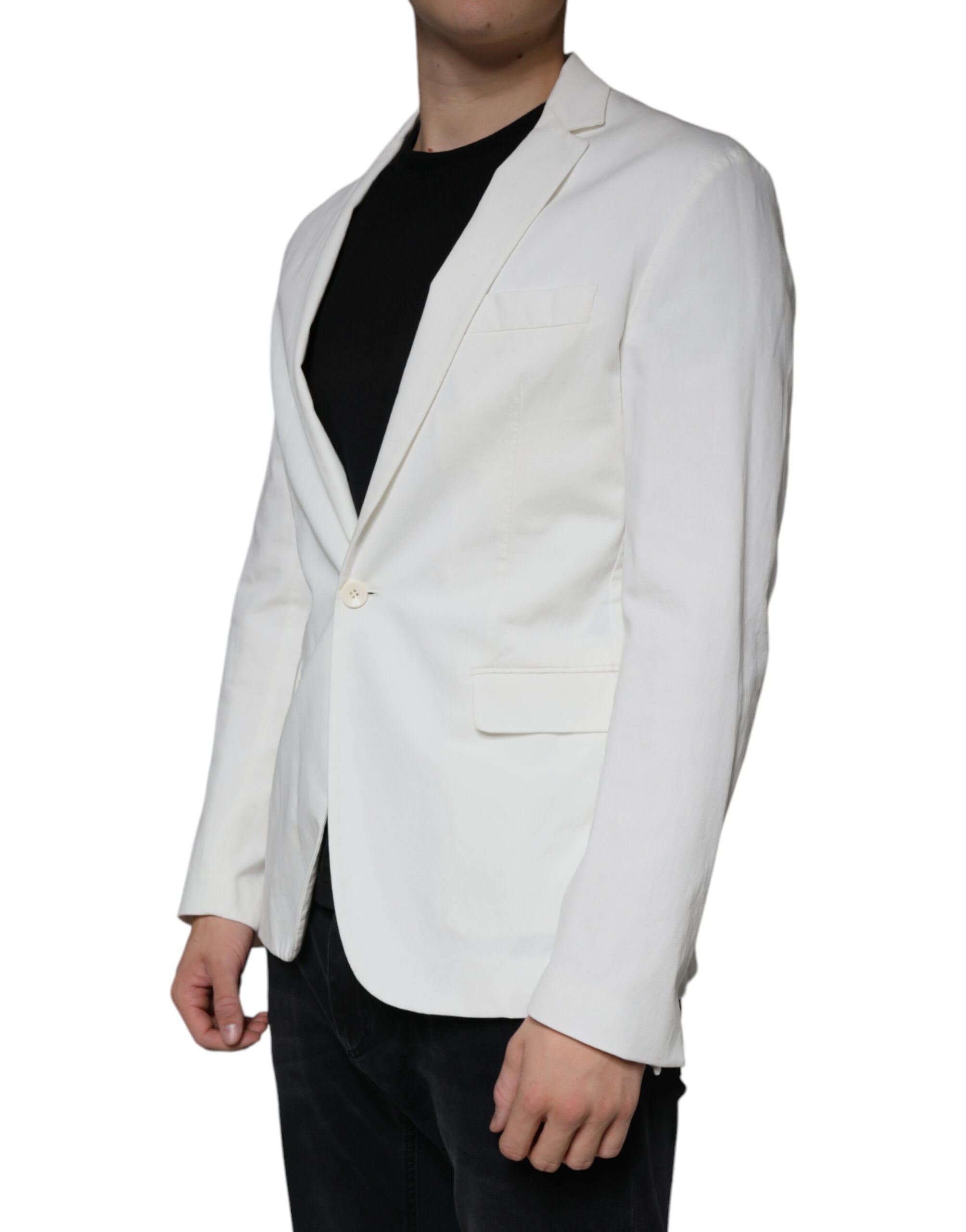 Dondup – Weißer, einreihiger Blazer mit einem Knopf