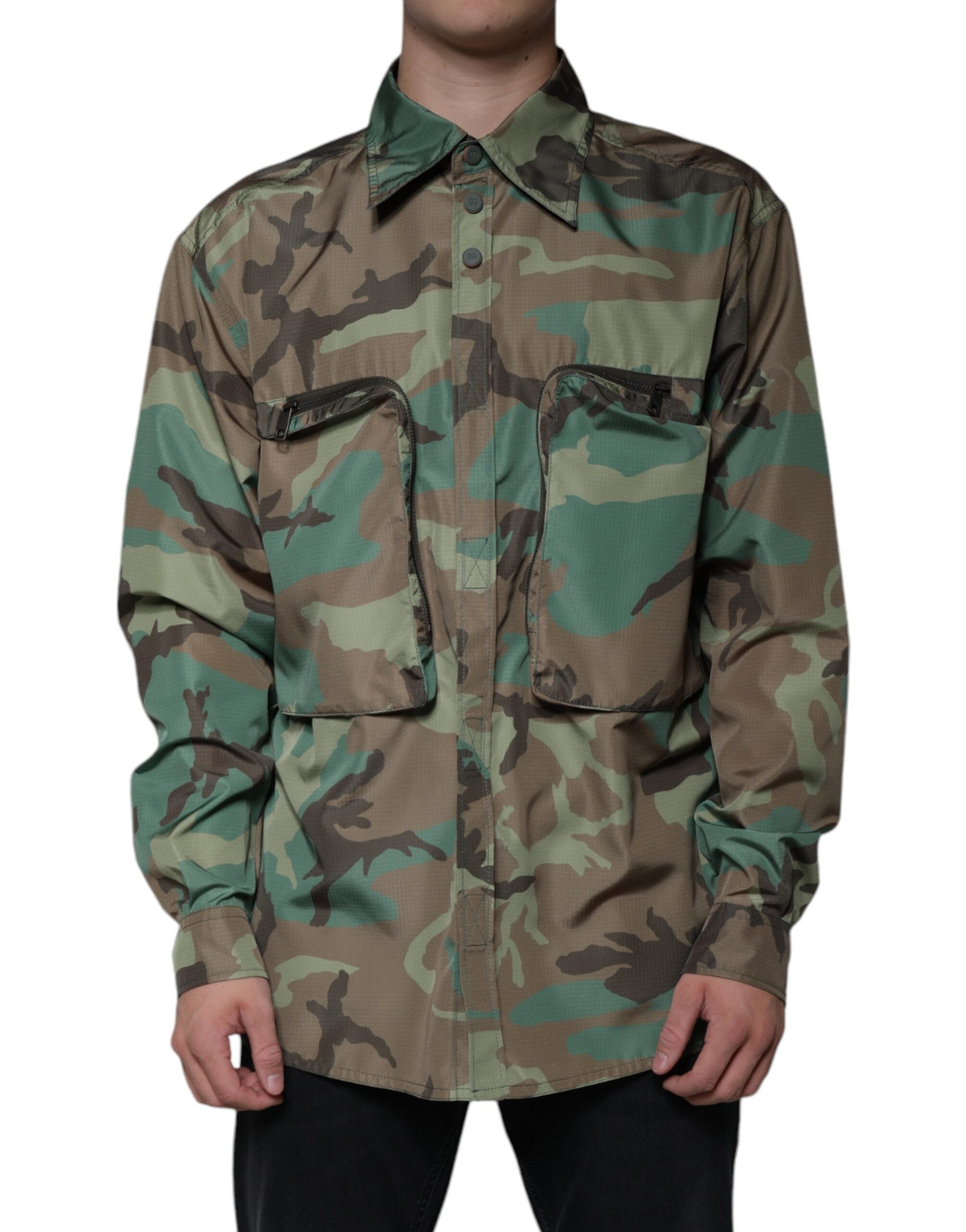 Dolce &amp; Gabbana Mehrfarbiges Camouflage-Button-Down-Hemd