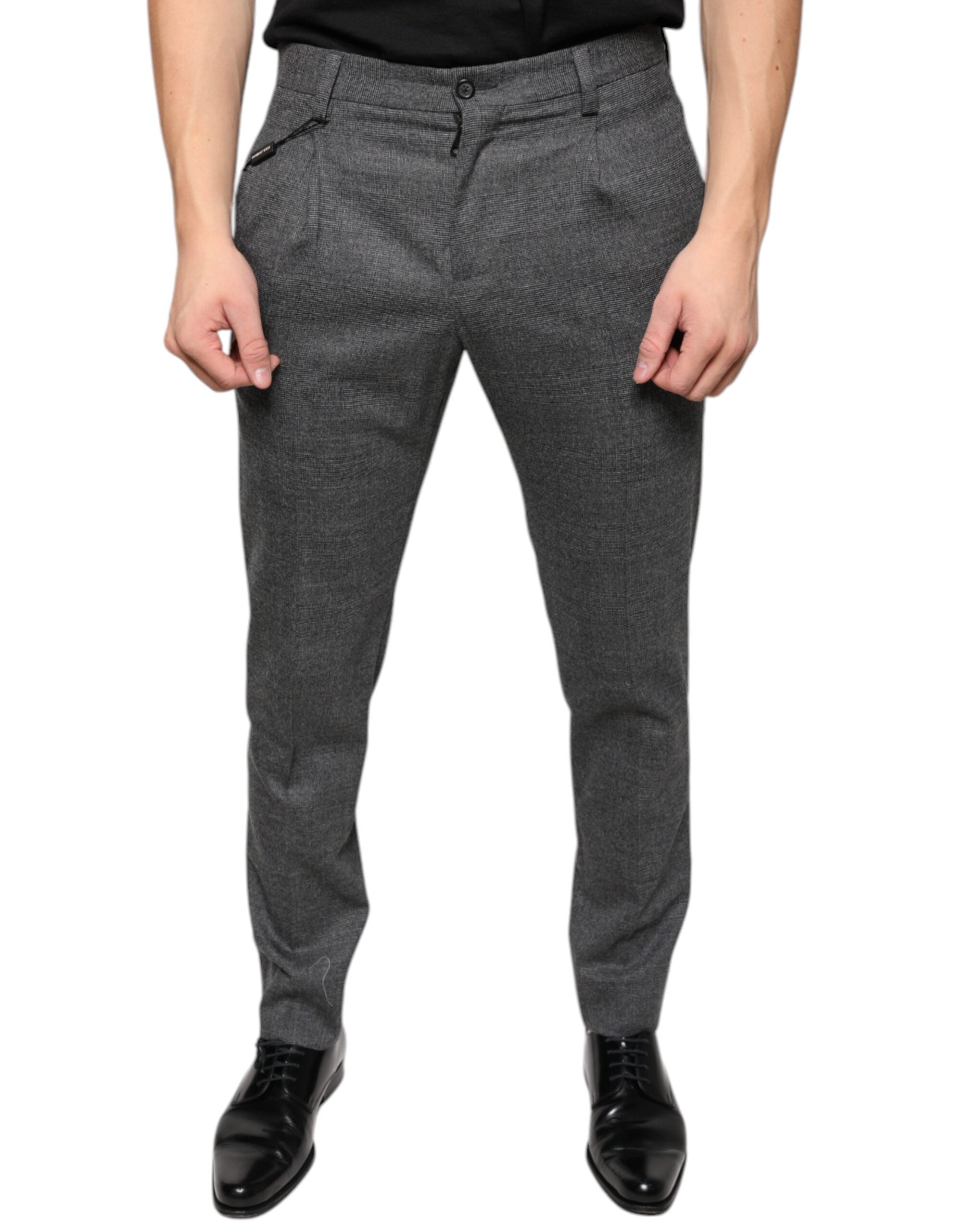 Dolce &amp; Gabbana Grau karierte Skinny-Hose aus Wolle im Tartan-Stil