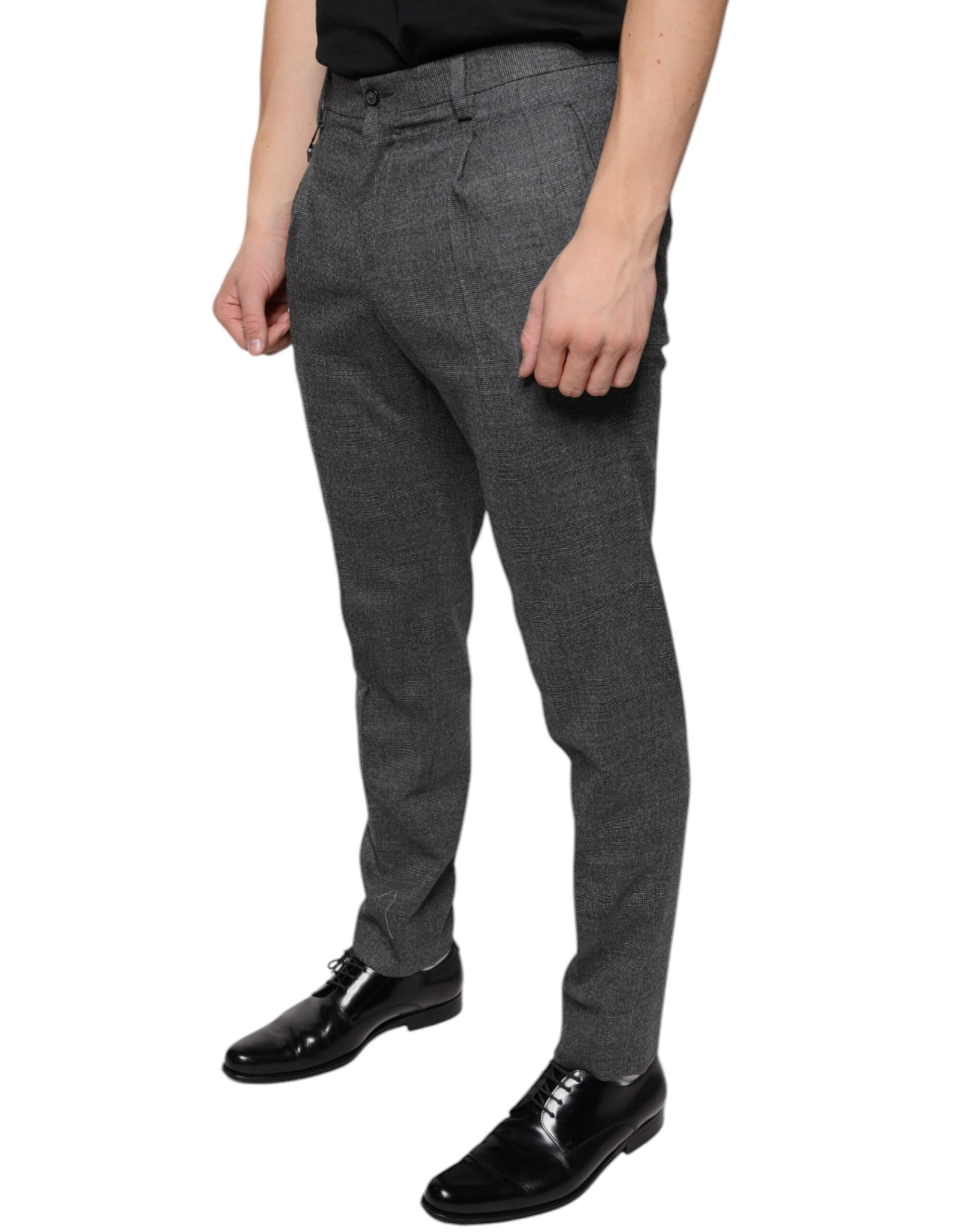 Dolce &amp; Gabbana Grau karierte Skinny-Hose aus Wolle im Tartan-Stil