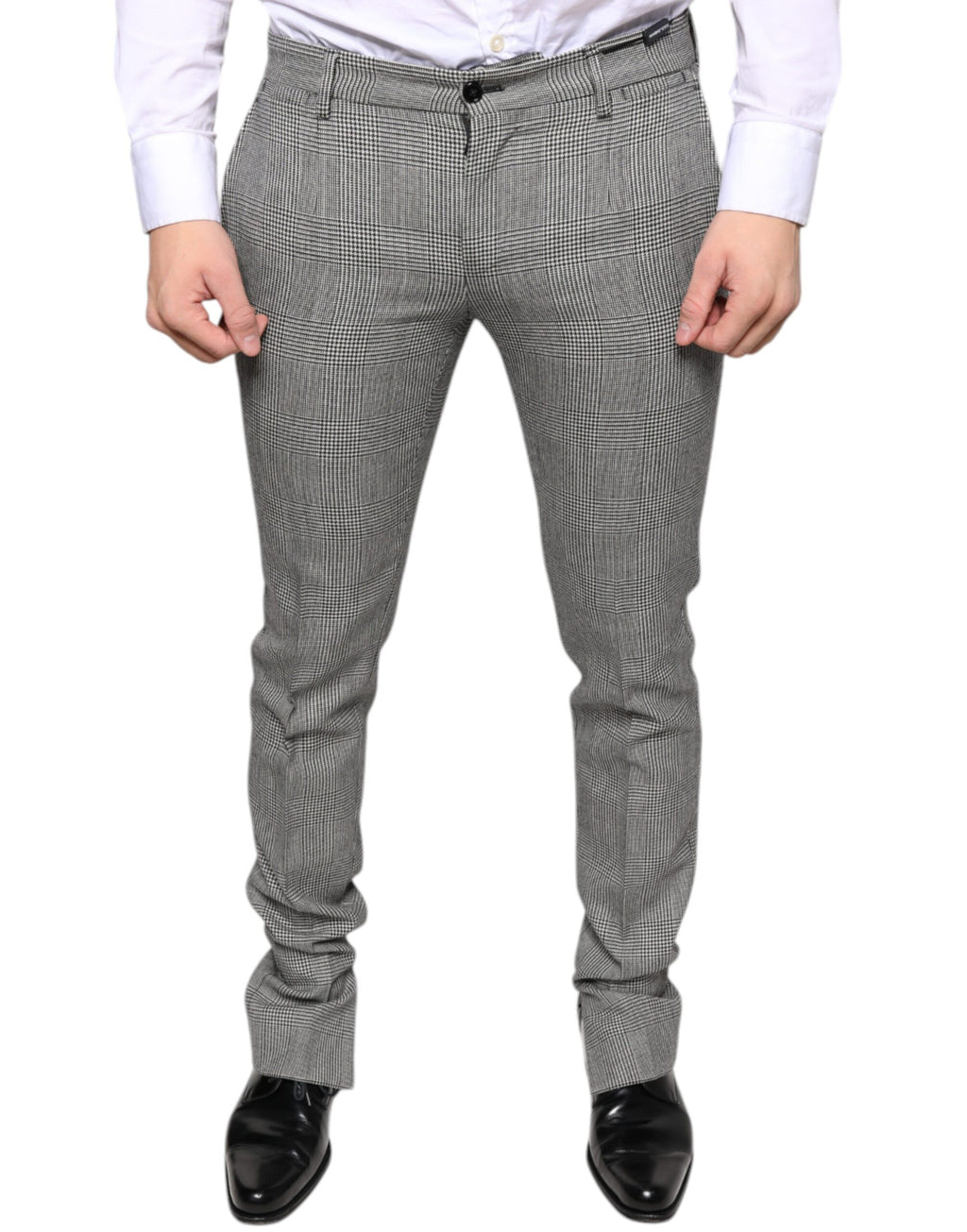 Dolce &amp; Gabbana Grau karierte Skinny-Hose aus Wolle im Tartan-Stil
