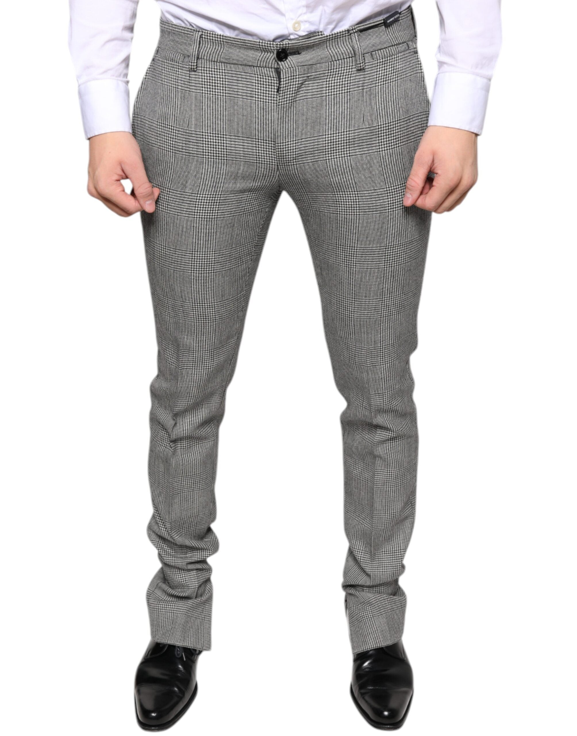 Dolce &amp; Gabbana Grau karierte Skinny-Hose aus Wolle im Tartan-Stil