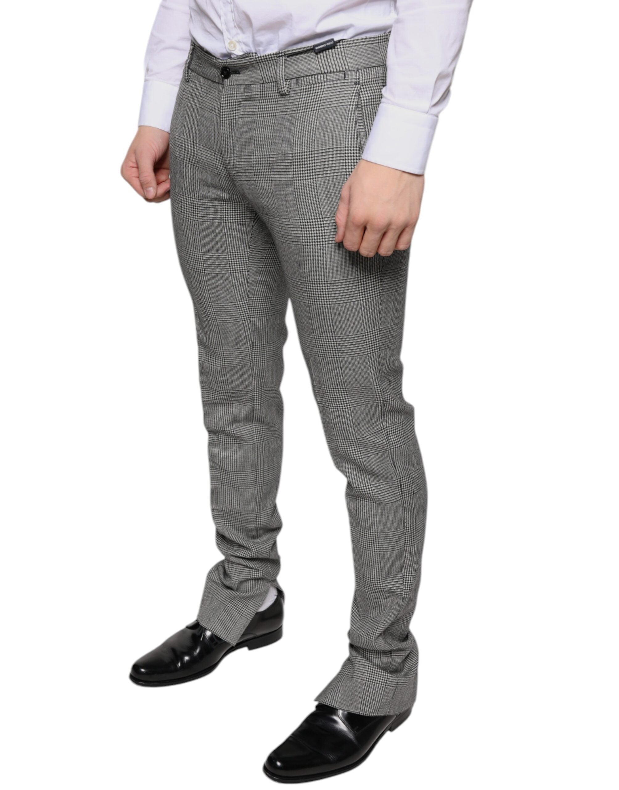 Dolce &amp; Gabbana Grau karierte Skinny-Hose aus Wolle im Tartan-Stil