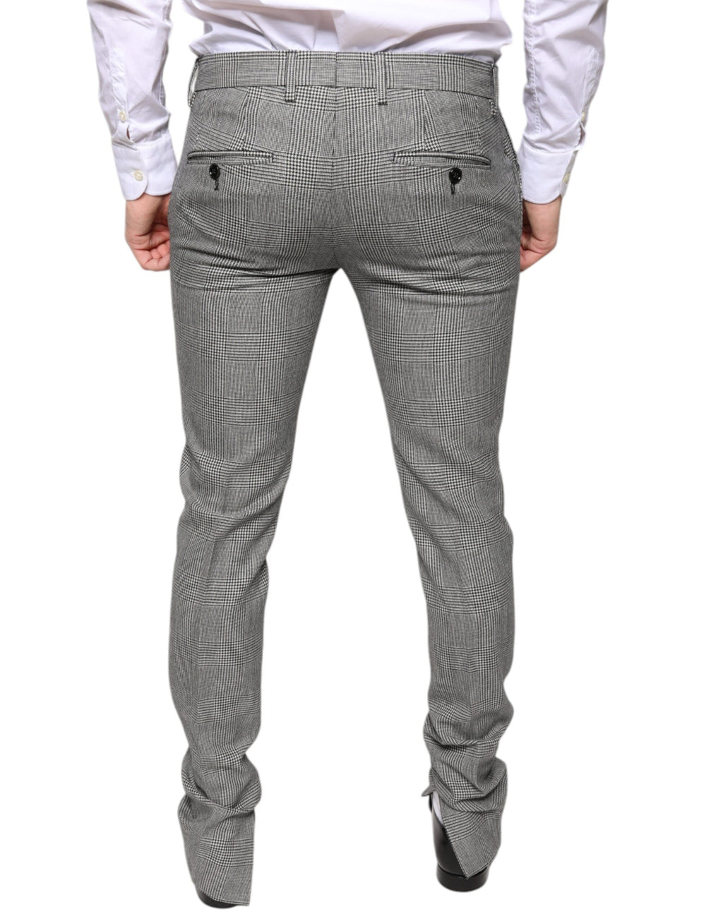 Dolce &amp; Gabbana Grau karierte Skinny-Hose aus Wolle im Tartan-Stil