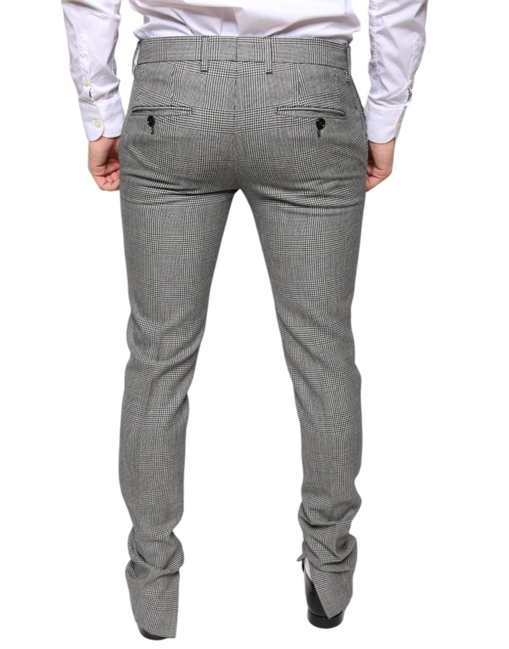 Dolce &amp; Gabbana Grau karierte Skinny-Hose aus Wolle im Tartan-Stil