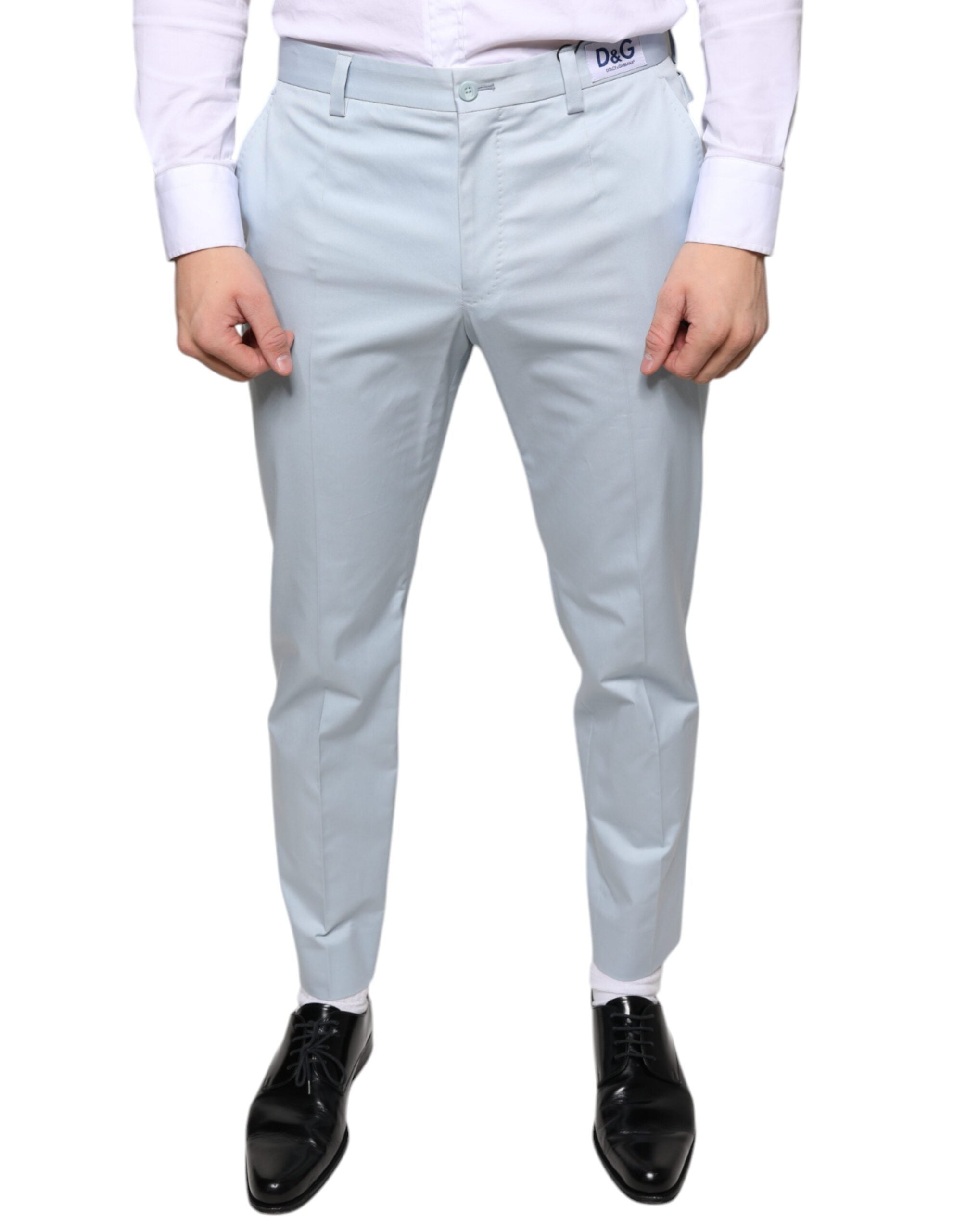 Dolce &amp; Gabbana Hellblaue Anzughose aus Baumwolle