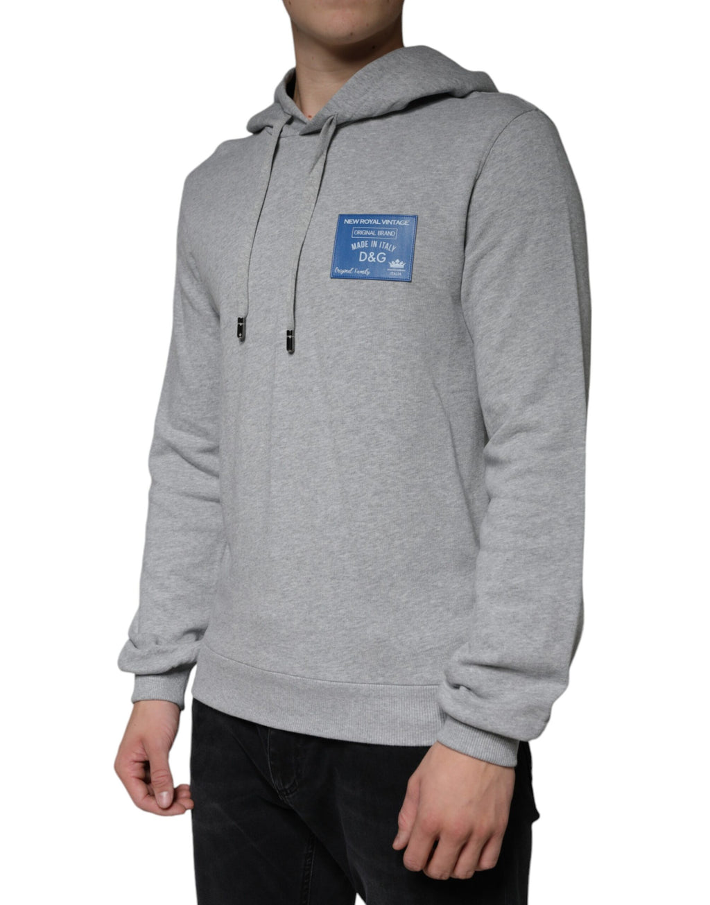 Dolce &amp; Gabbana Graues Baumwoll-Sweatshirt mit Logo und Kapuze