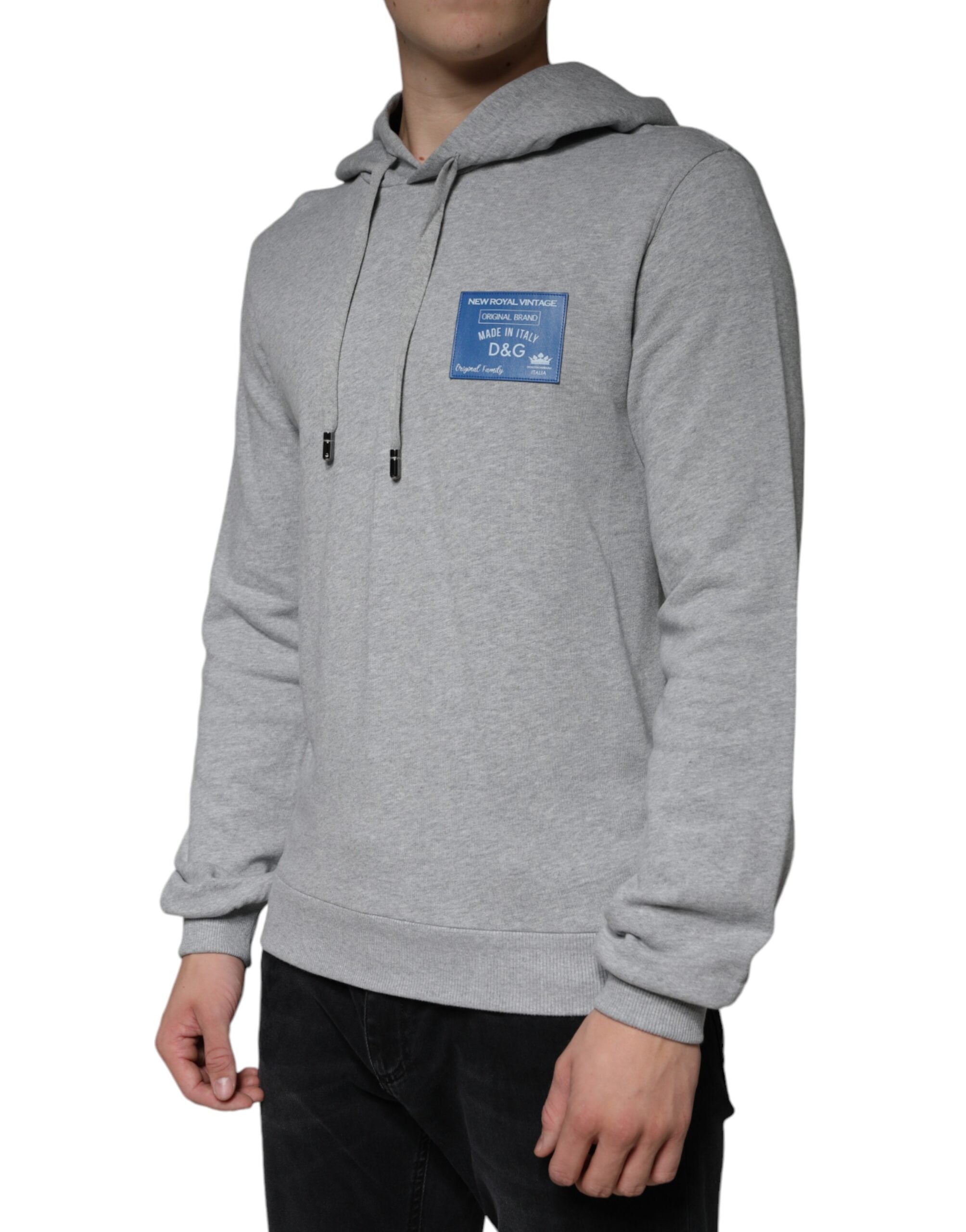 Dolce &amp; Gabbana Graues Baumwoll-Sweatshirt mit Logo und Kapuze
