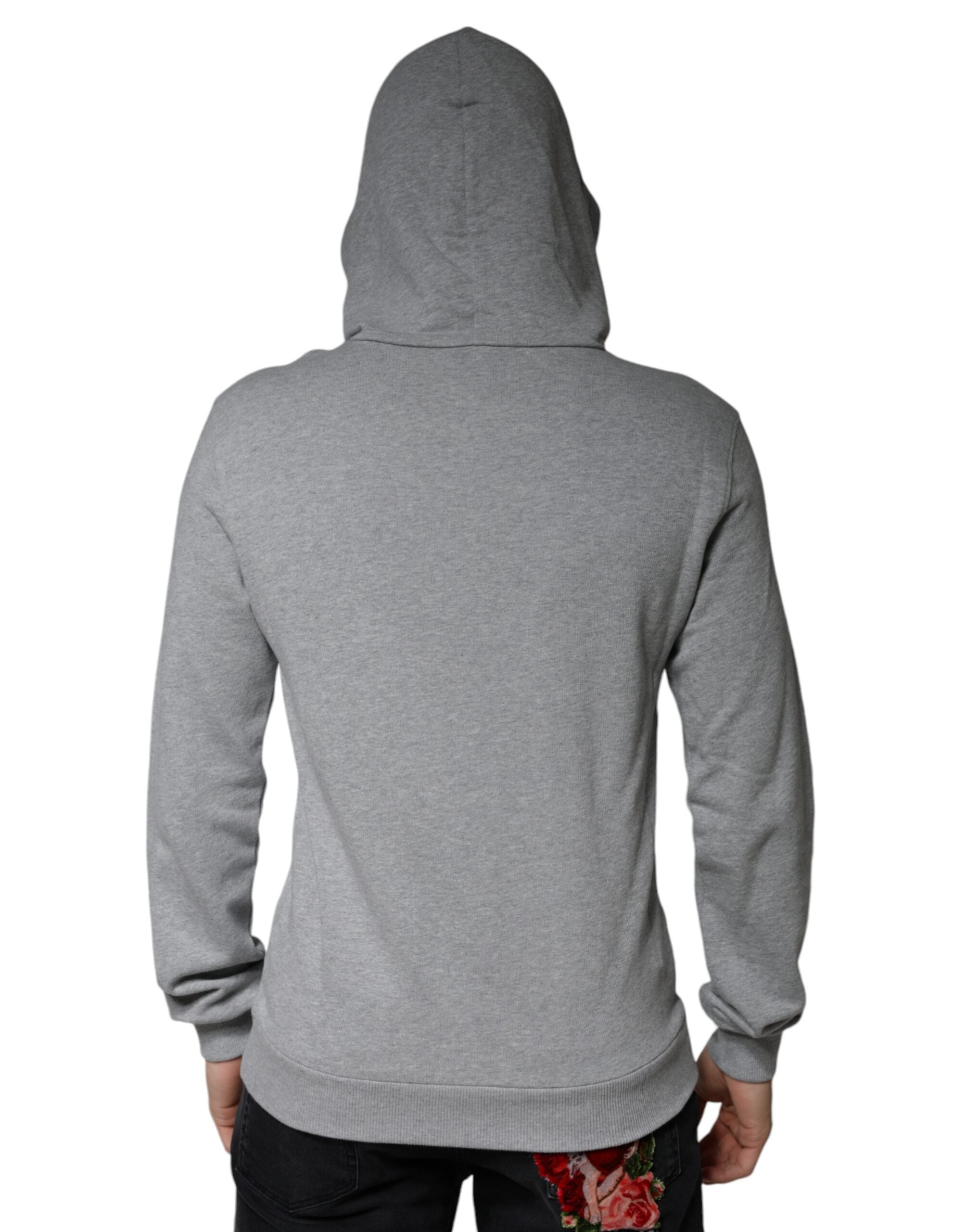 Dolce &amp; Gabbana Graues Baumwoll-Sweatshirt mit Logo und Kapuze