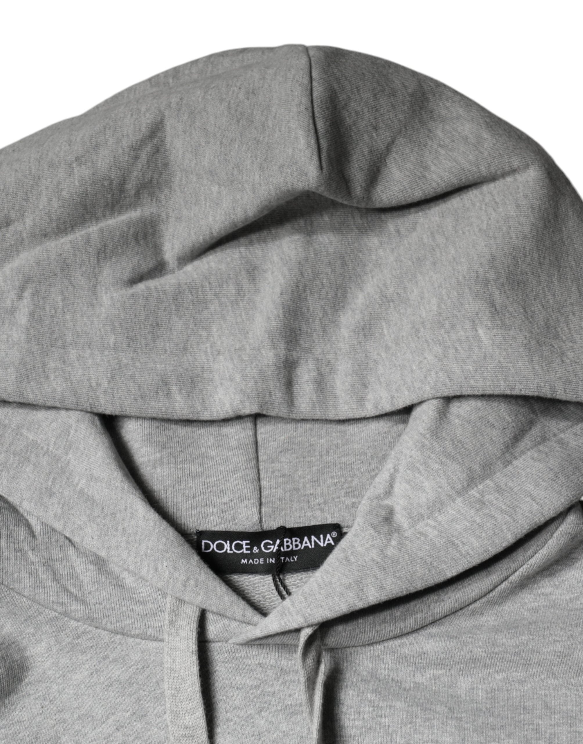 Dolce &amp; Gabbana Graues Baumwoll-Sweatshirt mit Logo und Kapuze