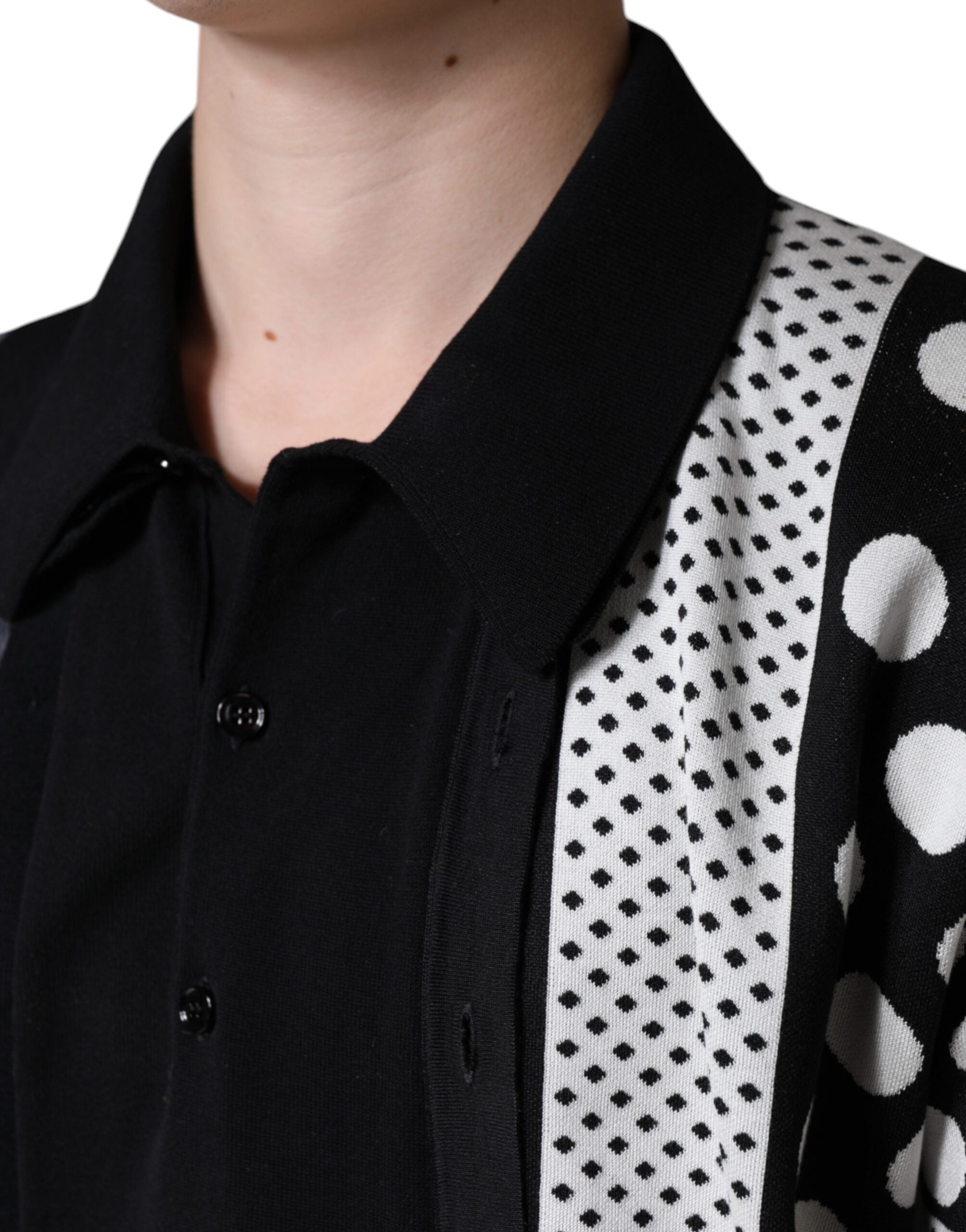 Dolce &amp; Gabbana – Poloshirt mit Kragen und Punkten in Schwarz und Weiß