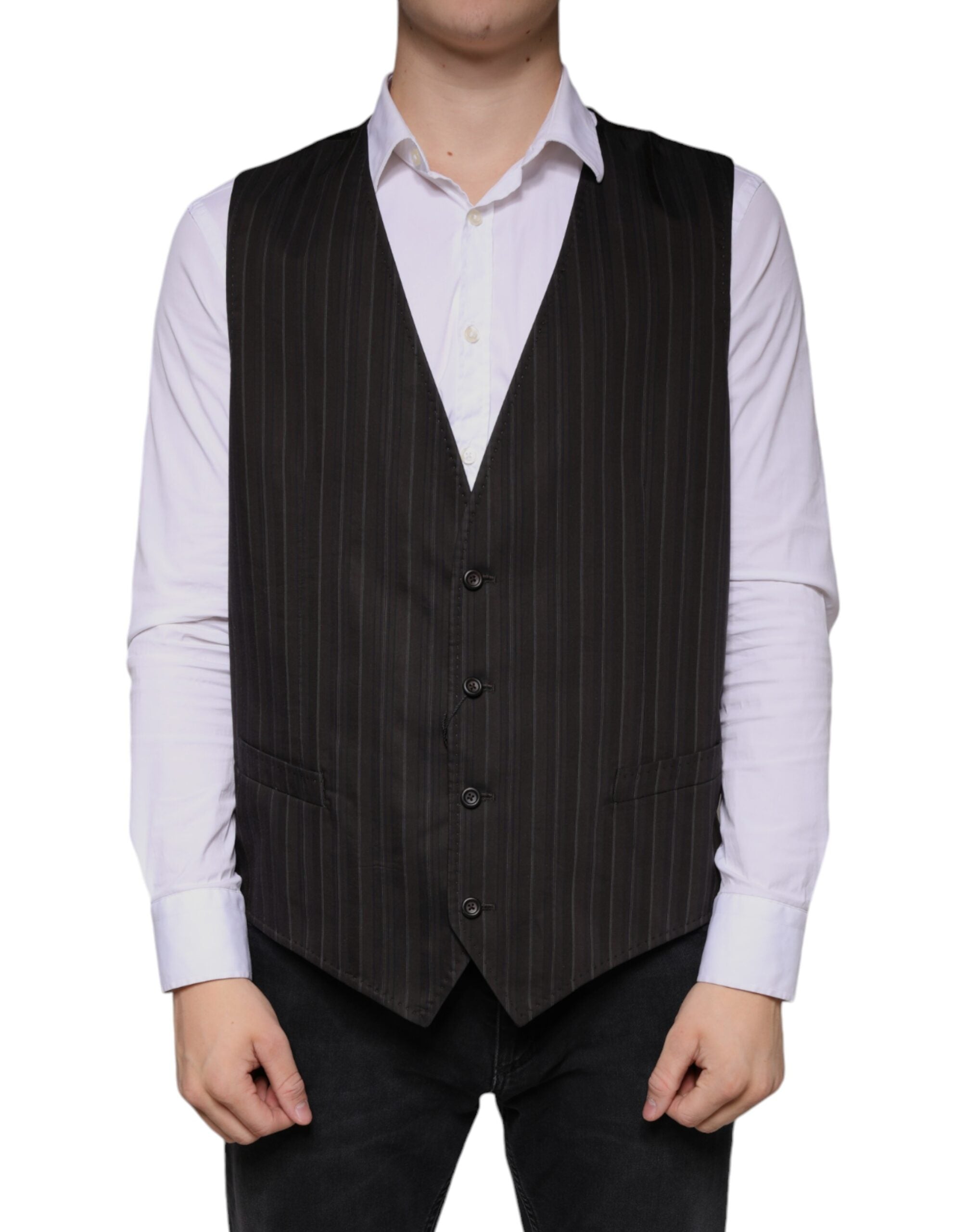 Dolce &amp; Gabbana Schwarze Weste aus Baumwolle, formelle Weste