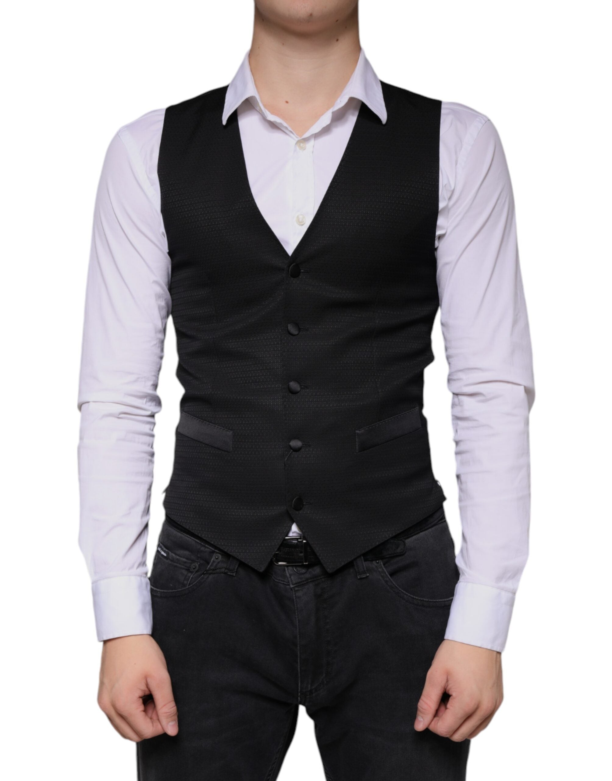 Dolce &amp; Gabbana Schwarze Wollweste, formelle Weste