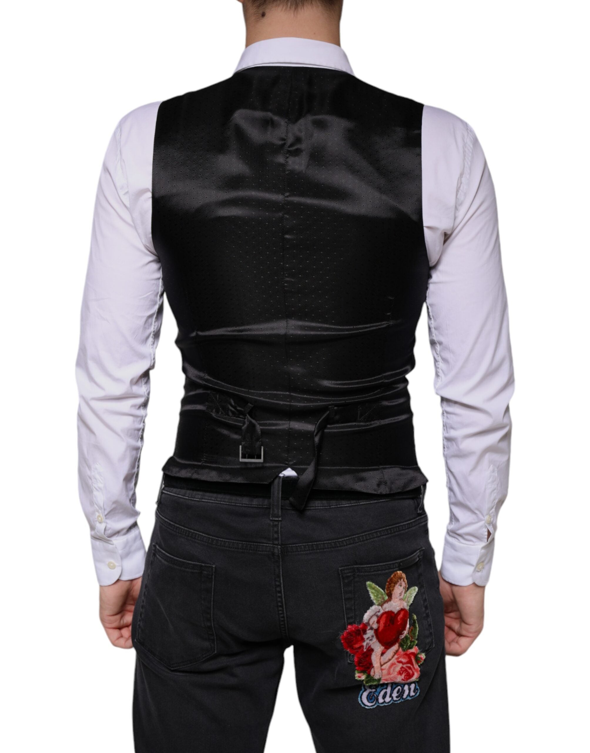 Dolce &amp; Gabbana Schwarze Wollweste, formelle Weste
