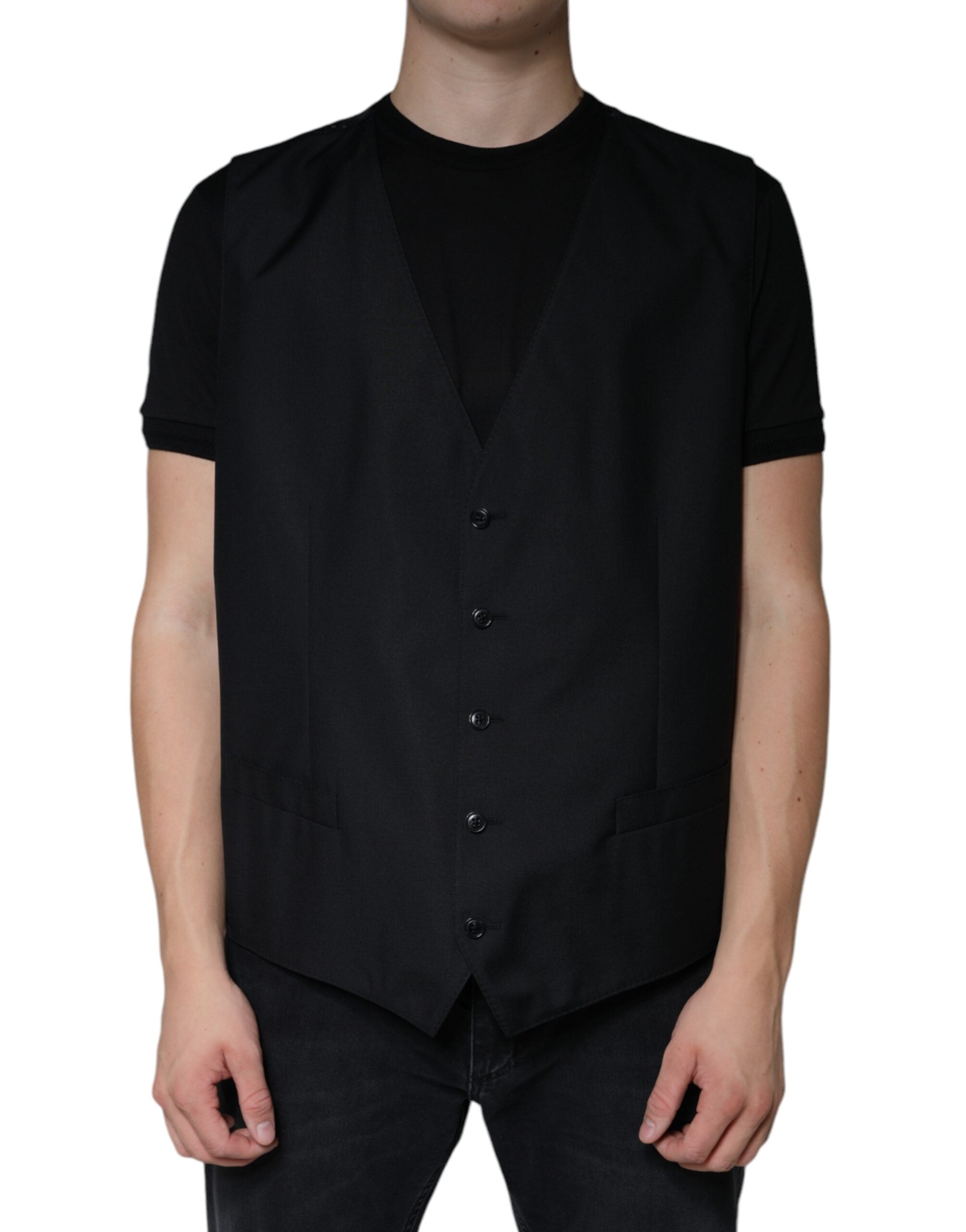Dolce &amp; Gabbana Schwarze Wollweste, formelle Weste