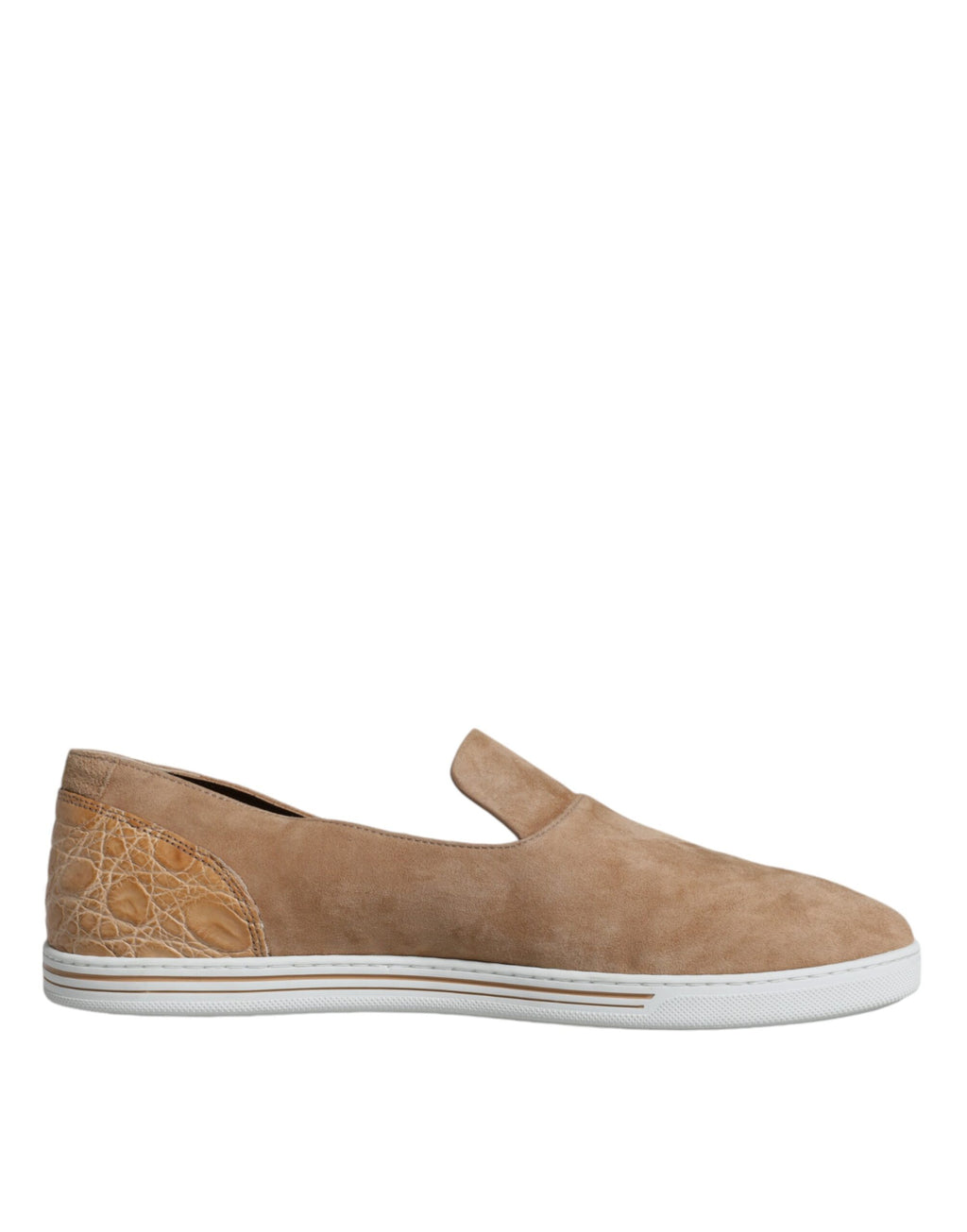 Dolce &amp; Gabbana Beige Wildleder Caiman Loafers Hausschuhe Schuhe