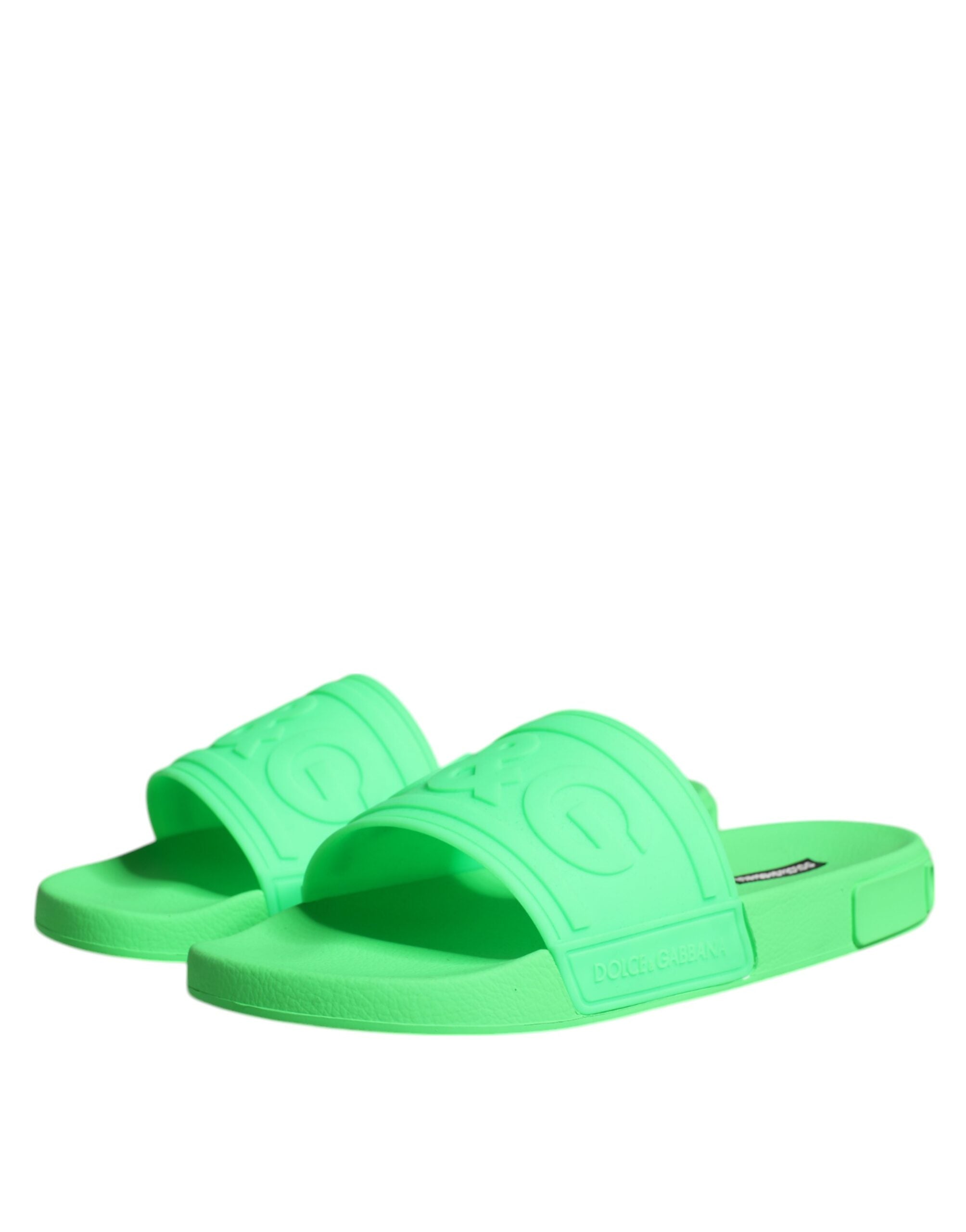 Dolce &amp; Gabbana Grüne Leder-Sandalen, Strandschuhe