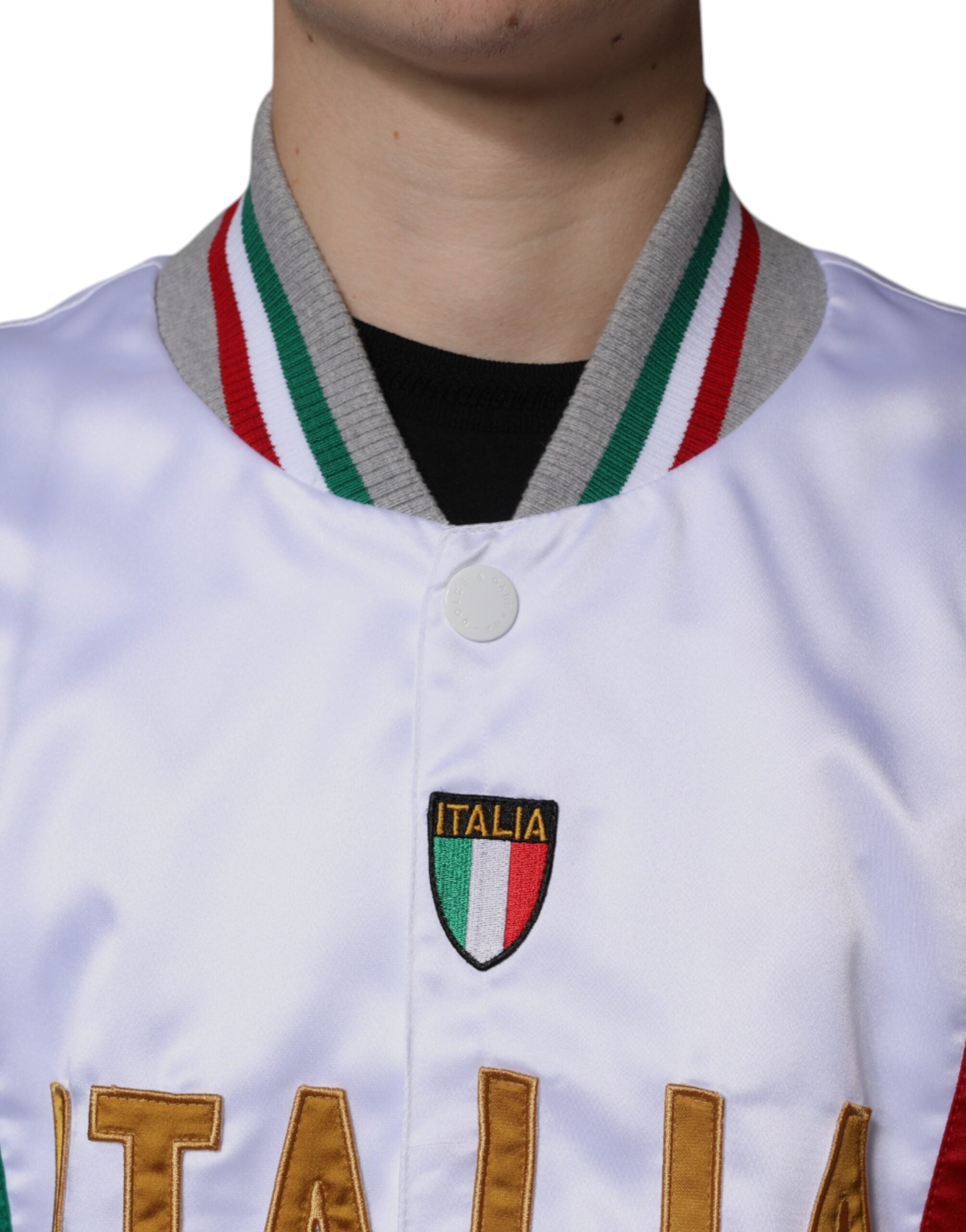 Dolce &amp; Gabbana – Mehrfarbige Italia-Bomberjacke mit Knopfleiste